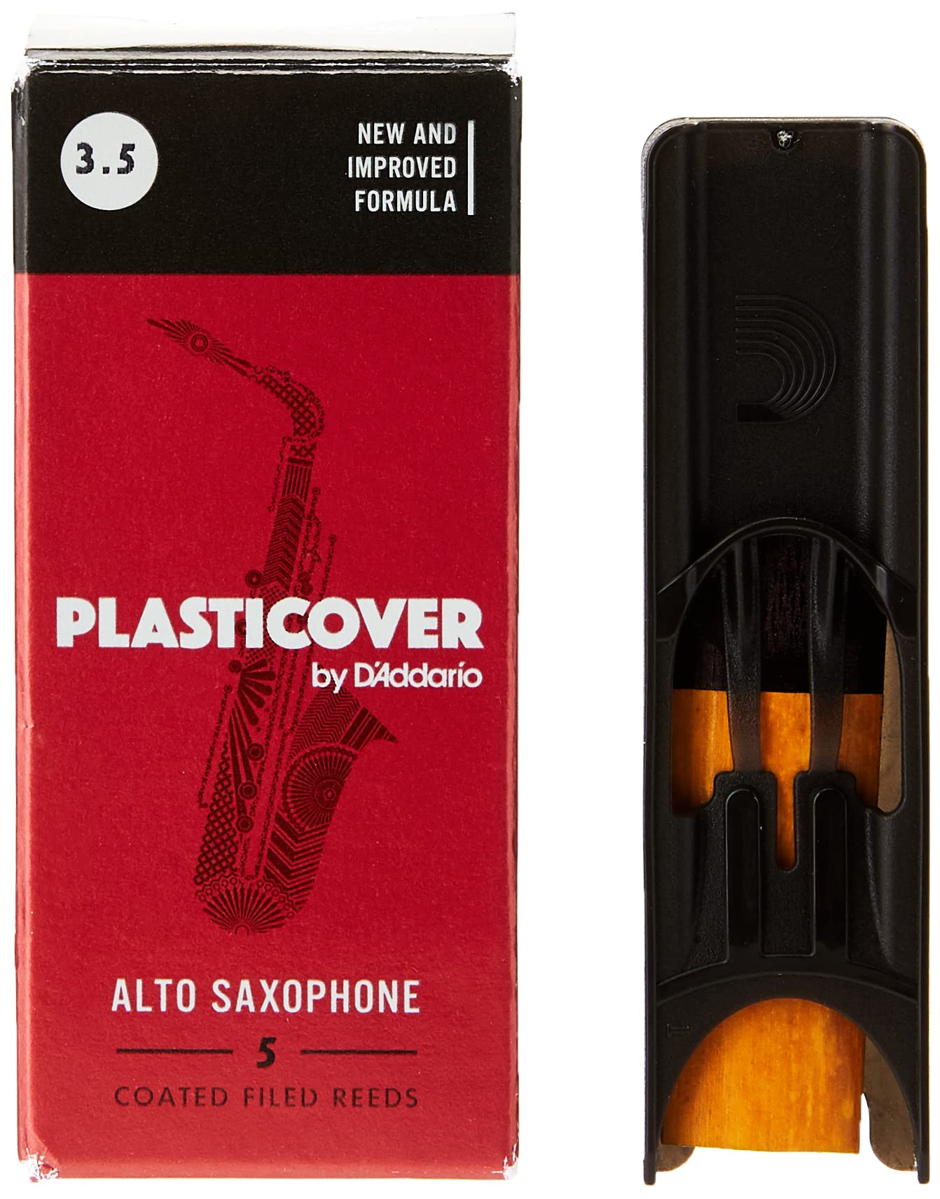 DAddario Woodwinds Plasticover Alto Sax Reeds, Strength 3.5, 5-pack