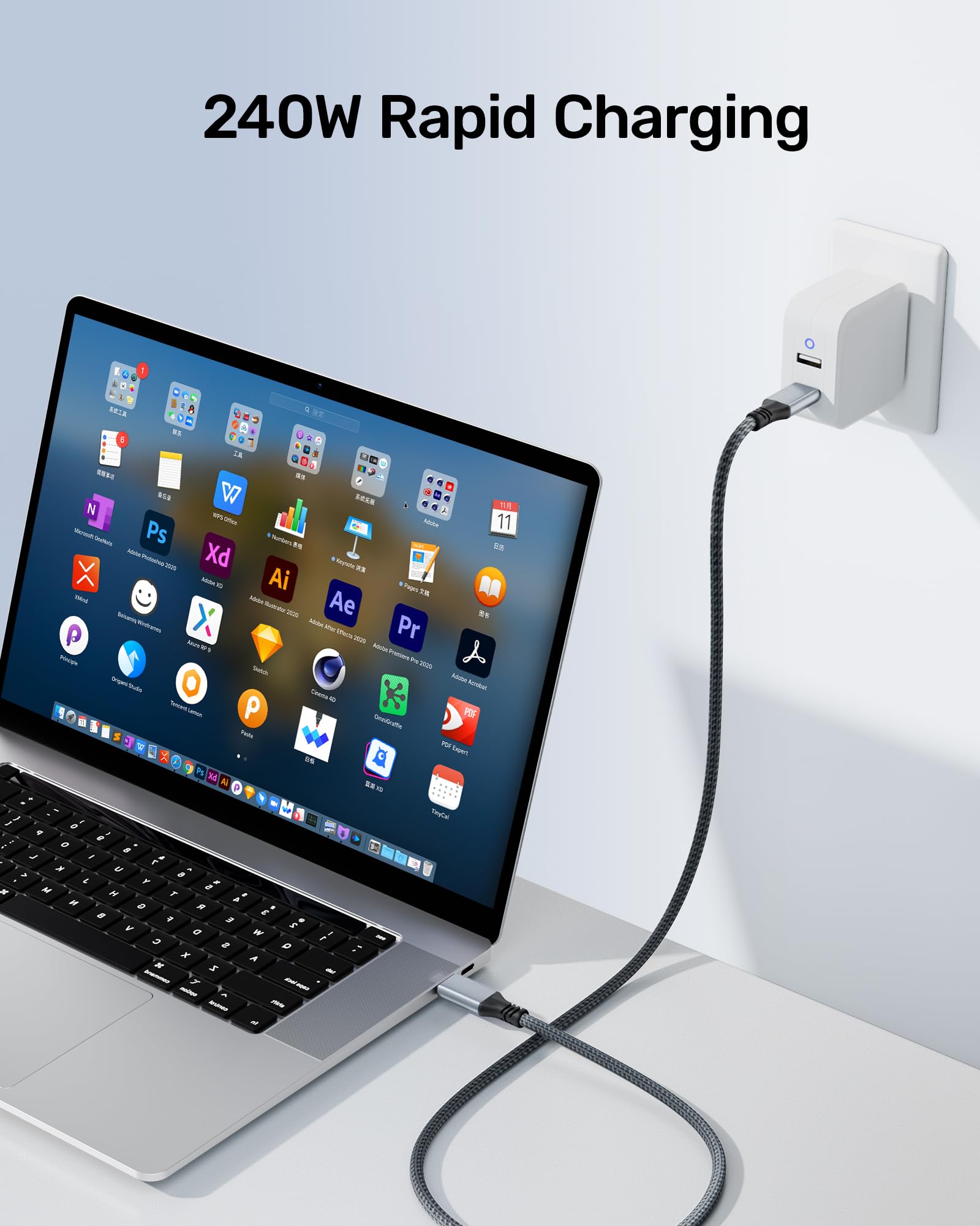 Agfinest Usb4 Cable For Thunderbolt 4 Cable 6.6Ft With 240W Fast Charging 40Gbps Data Transfer 8K@60Hz Video Display Usb C To Us