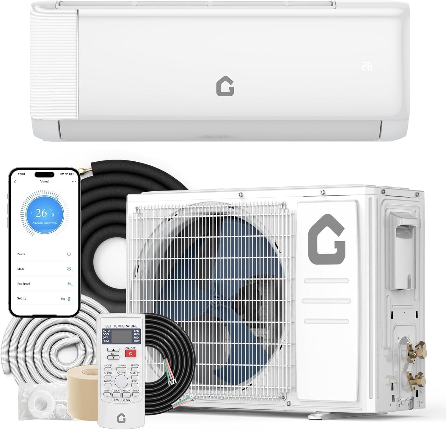 24000 BTU Mini Split Air Conditioner & Heater, 21 SEER2 Energy Saving 230V Ductless Split AC Unit with WiFi & Alexa Control, Eas
