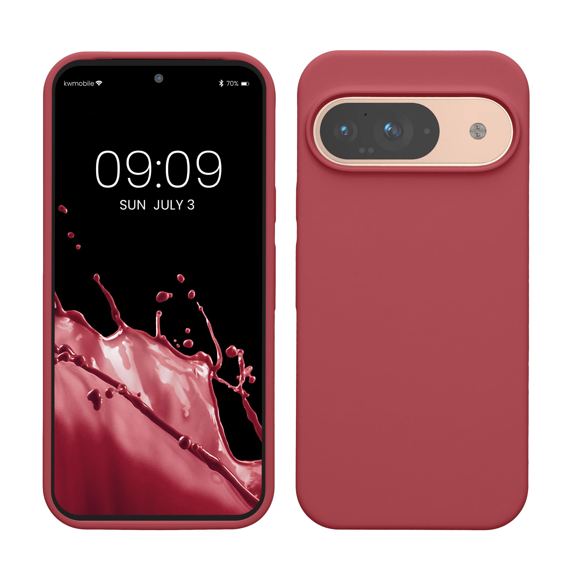 kwmobile Case Compatible with Google Pixel 9 / Pixel 9 Pro Case - TPU Silicone Phone Cover with Soft Finish - Dark Rose