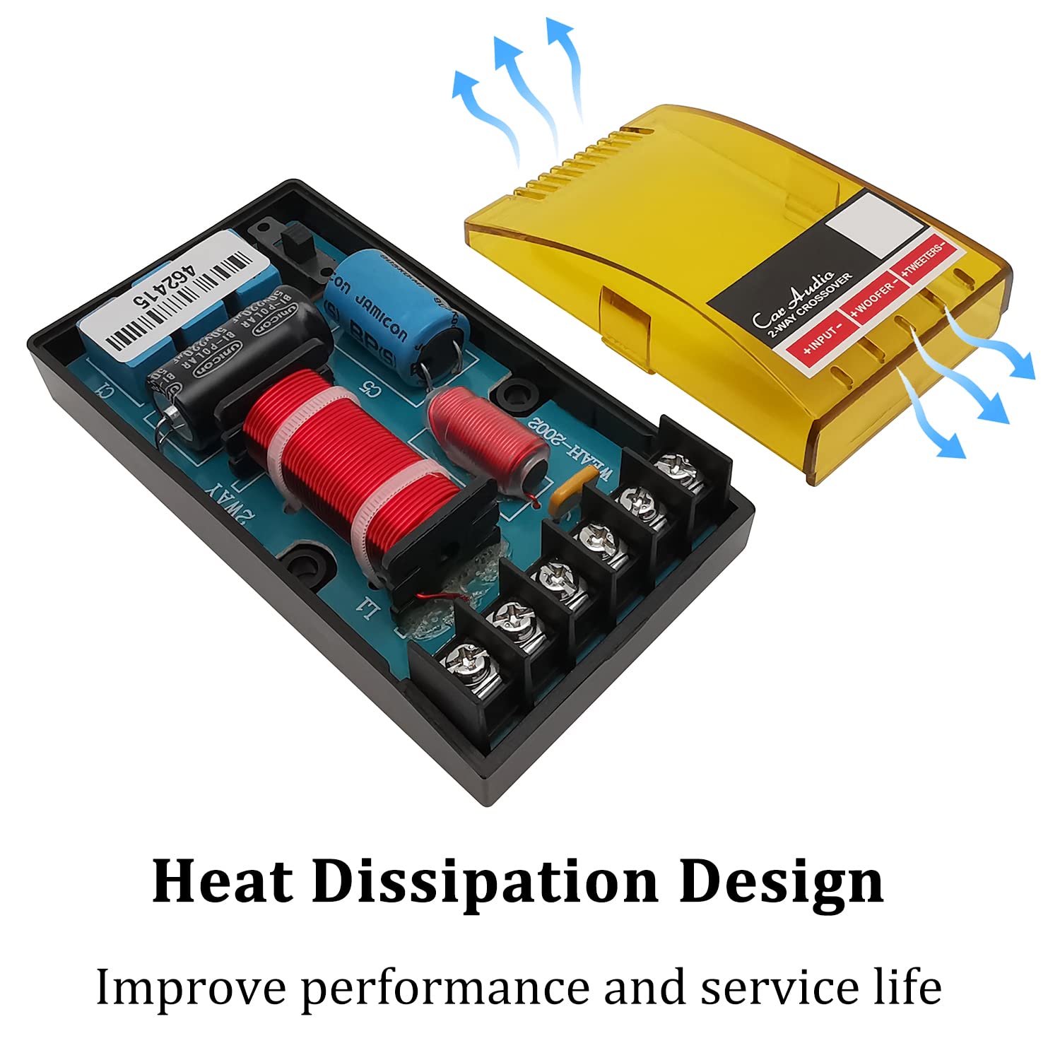 Hiqltyla 2 Way Speaker Crossover For Car Audio, Weah 2002, 220 Watts 2/4 / 6 Ohm Passive Crossover For Car Audio Tweeter   2 Pac