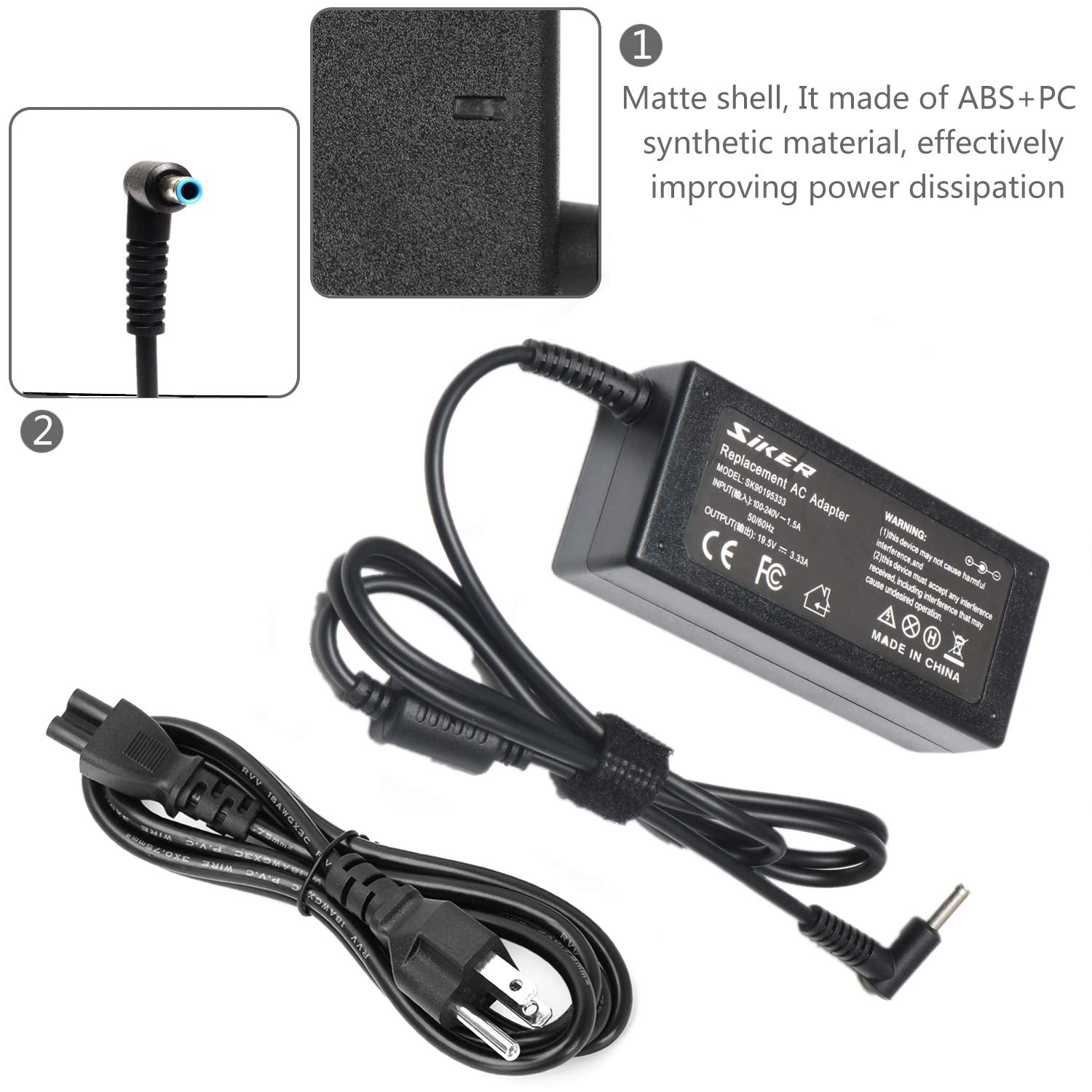 19.5V 3.33A 65W Replacement Ac Power Adapter Charger For Hp Chromebook 14 Series Notebook Pc,Hp Pavilion 15 Series Notebook Pc,F
