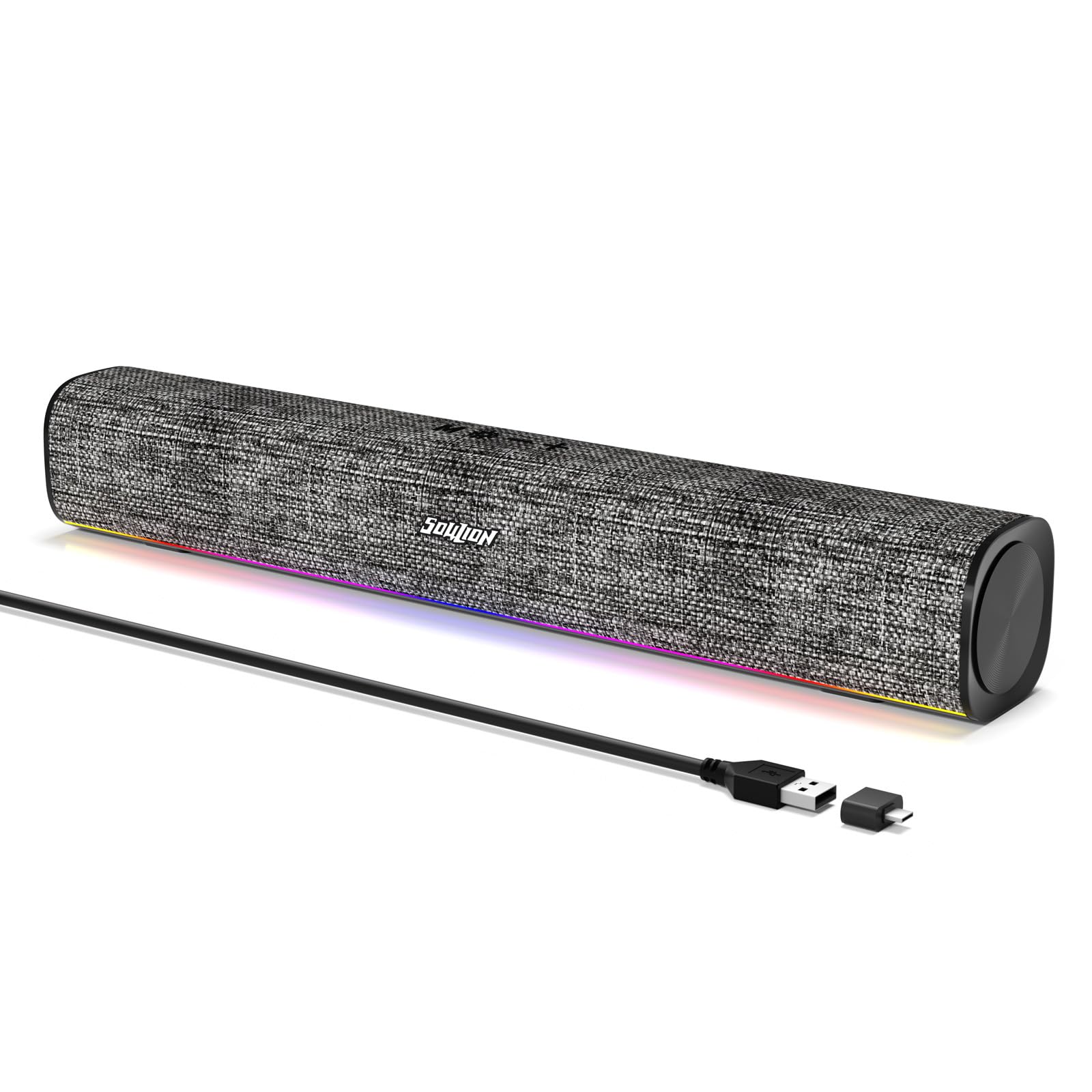 Soulion R100 Bluetooth Computer Speakers With Dynamic Led Light, Usb Plug & Play Pc Speakers With Switch Button, Clearly Sound S