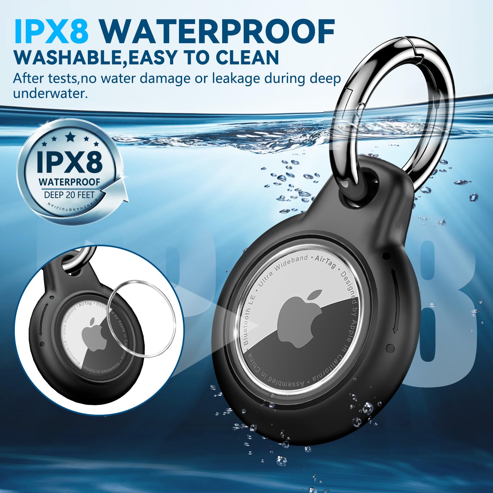 Waterproof Airtag Holder,4 Pack Airtag Case With Full Wrap Design,Airtags Keychain For Apple Airtag,Anti Lost Protective Case Ai