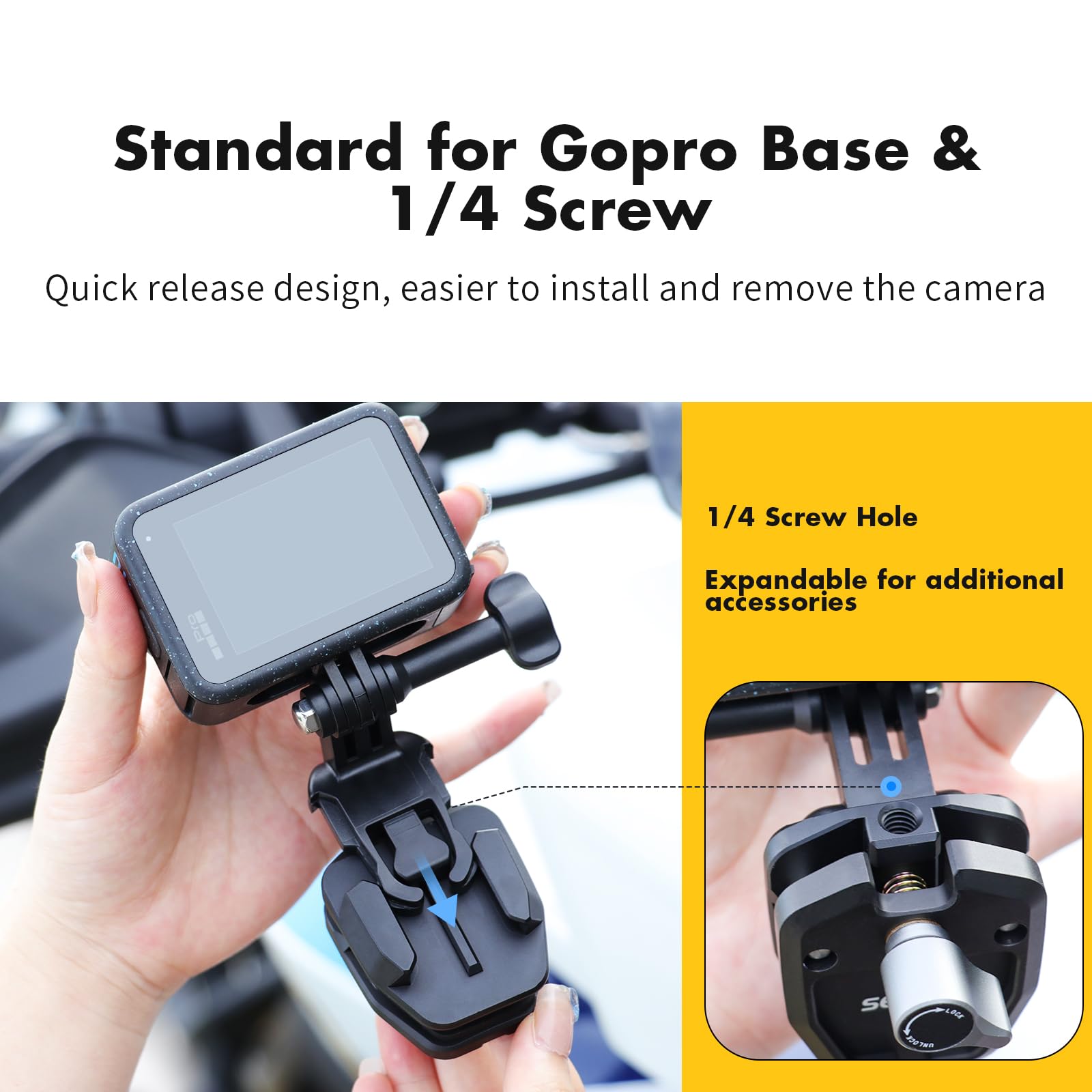 Seasky M1 Motorcycle Motorbike Windscreen Clamp Mount Accessories For Gopro Hero 12 11 10 9 8 7 Dji Action 4 3 2 Compatible With