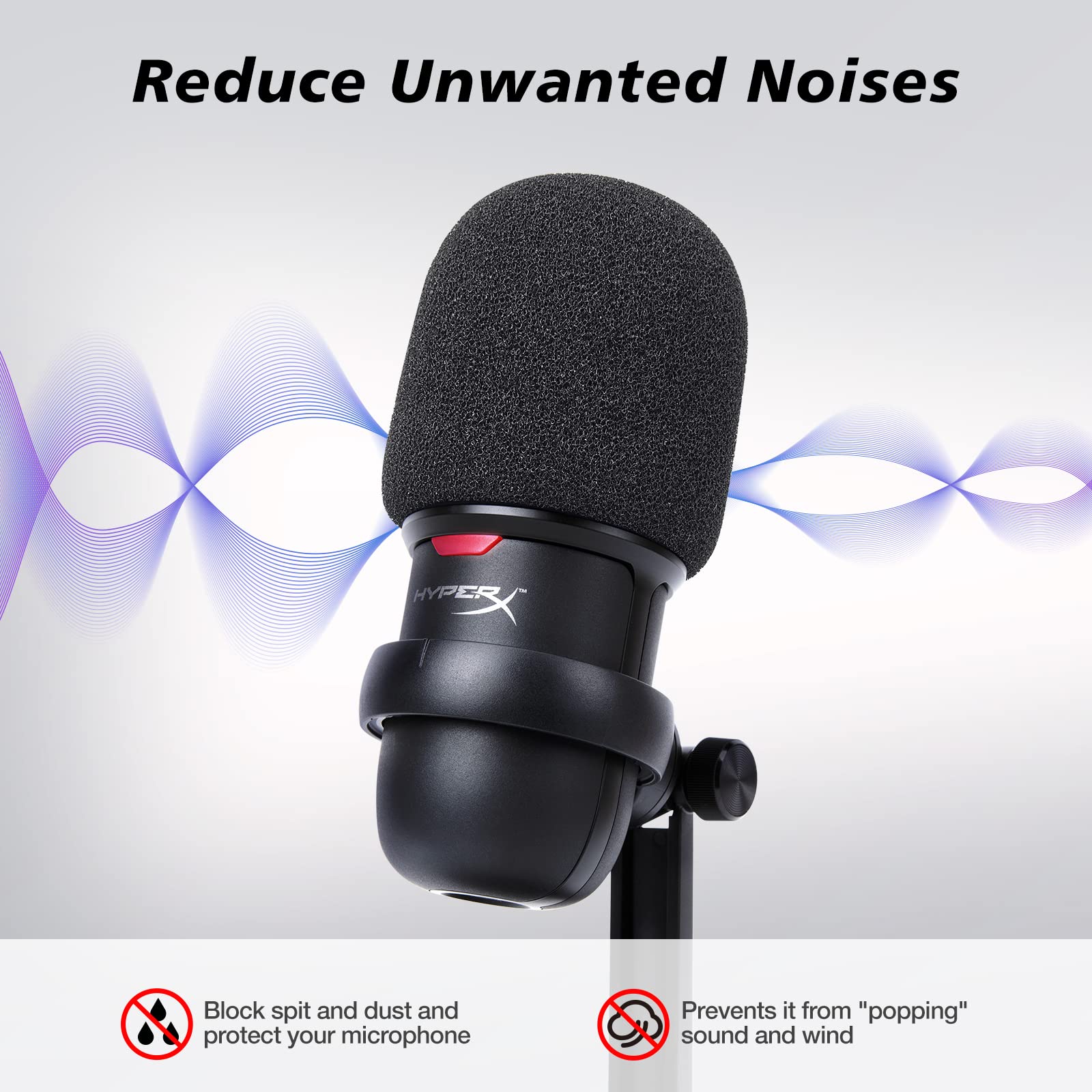 Solocast Microphone Pop Filter Windscreen   Noise Reduction Gaming Mic Foam Covers, Mic Foam Cover Pop Filter Compatible With Hy