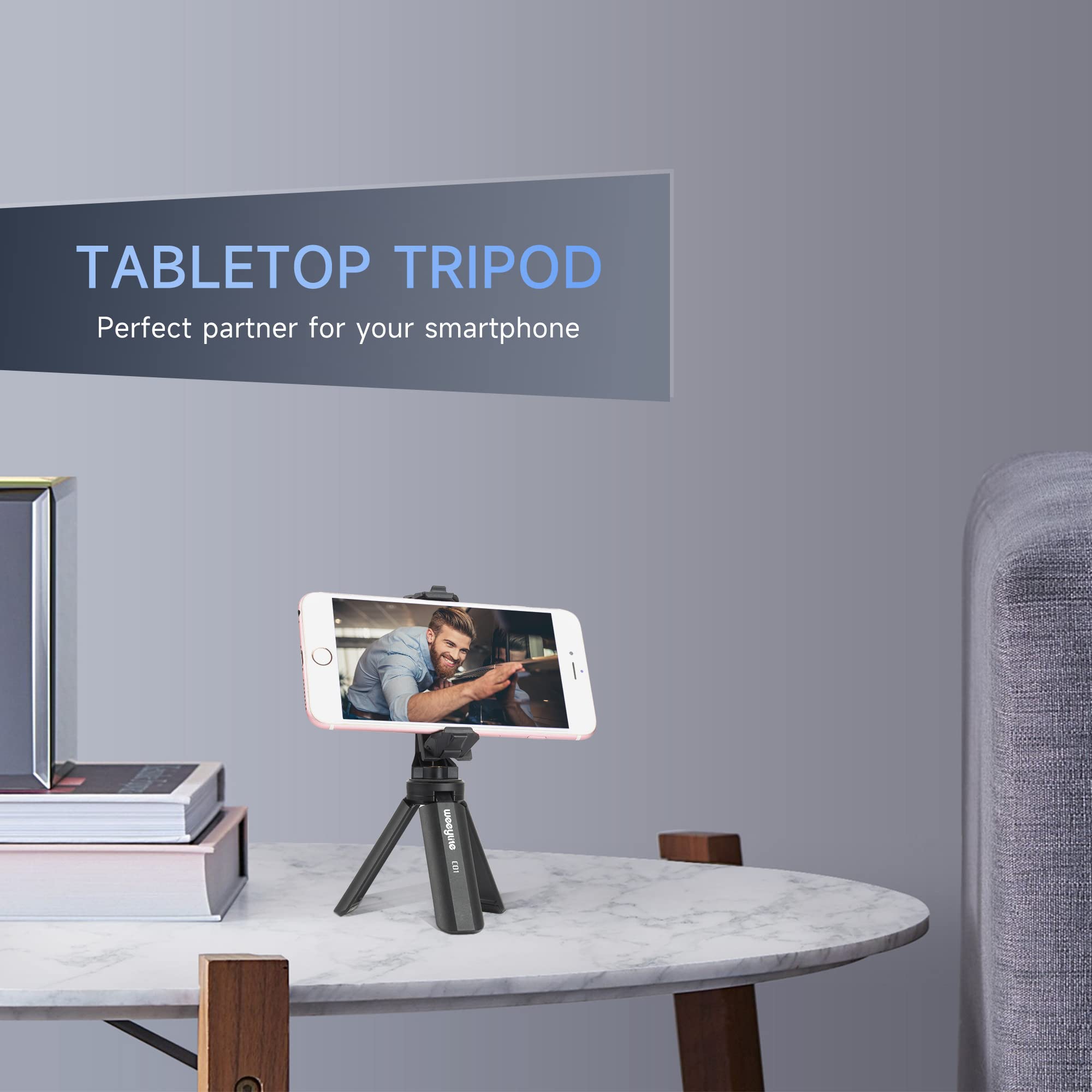 1/4 Mini Tripod, Tabletop Desktop Stand Compact Tripod With 1/4'' Screw For Weeylite K21 Stick Light, S03/S05 Pocket Photo Light