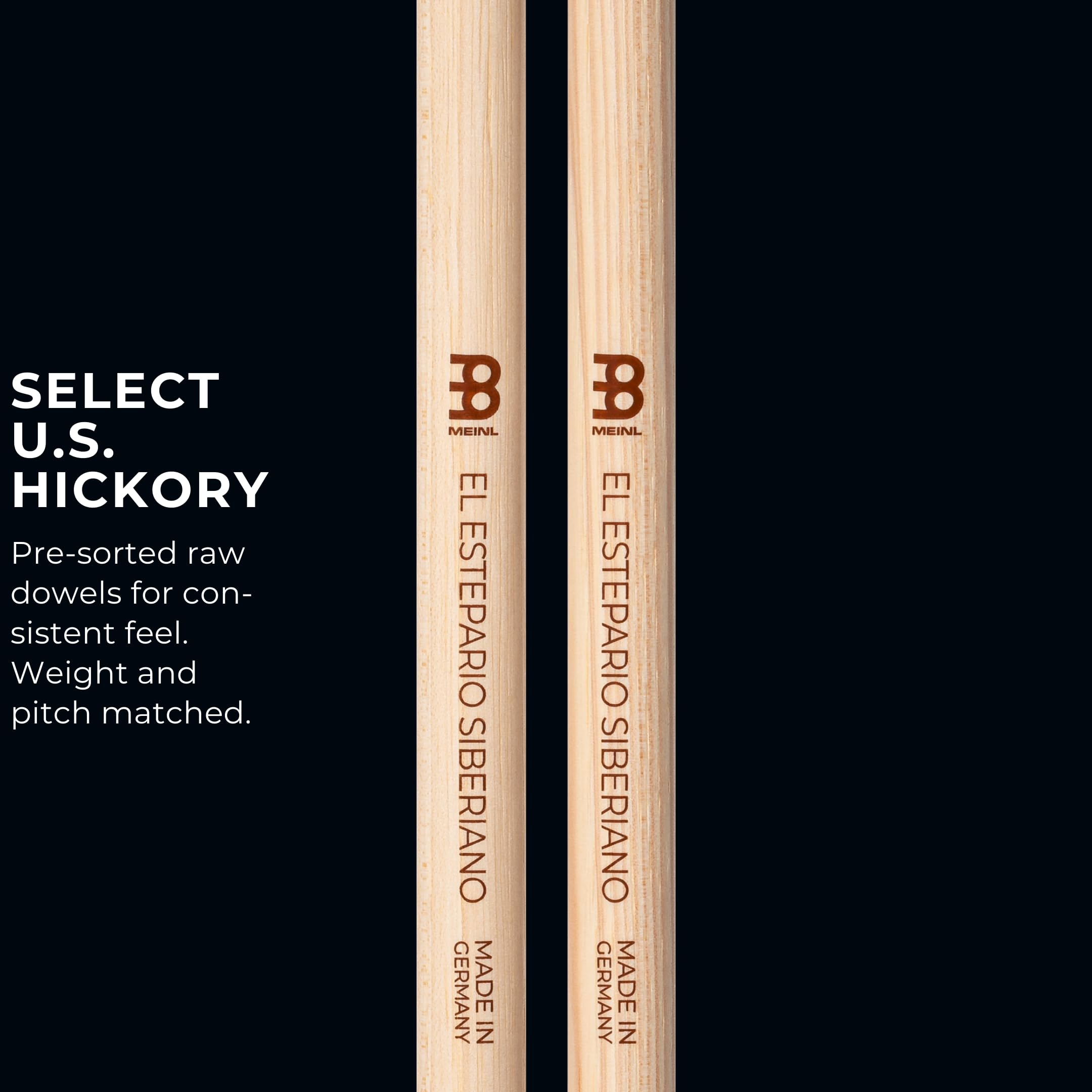 Meinl Stick & Brush Drumsticks, El Estepario Siberiano Signature   American Hickory With Acorn Shape Wood Tip   Made In Germany