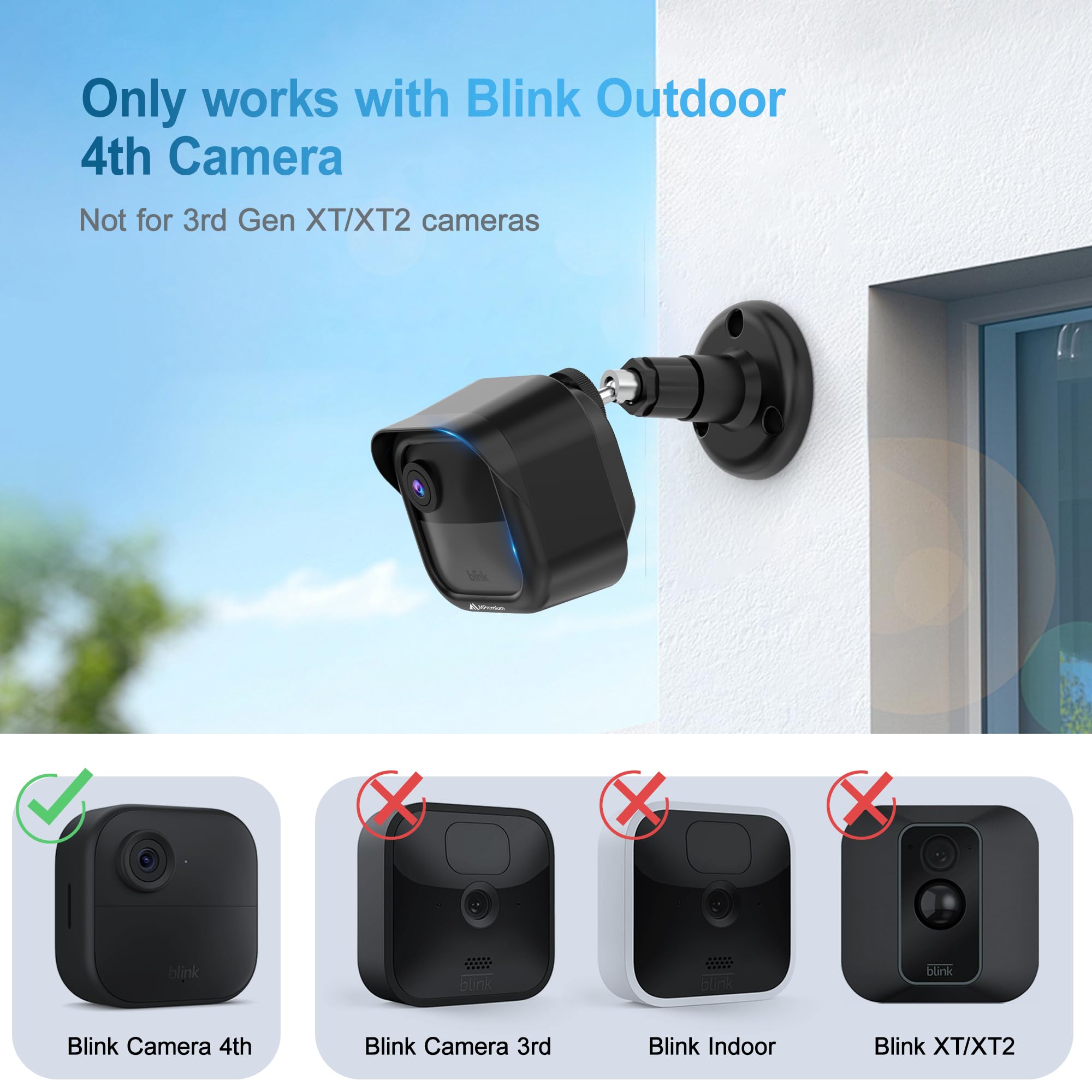 Mipremium Blink Outdoor Surveillance Camera Mount, 360� Adjustable Wall Mounting Bracket 3 Pack & Weatherproof Protective Housing, With Sync Module 2 Outlet (Blink Camera Not Included)
