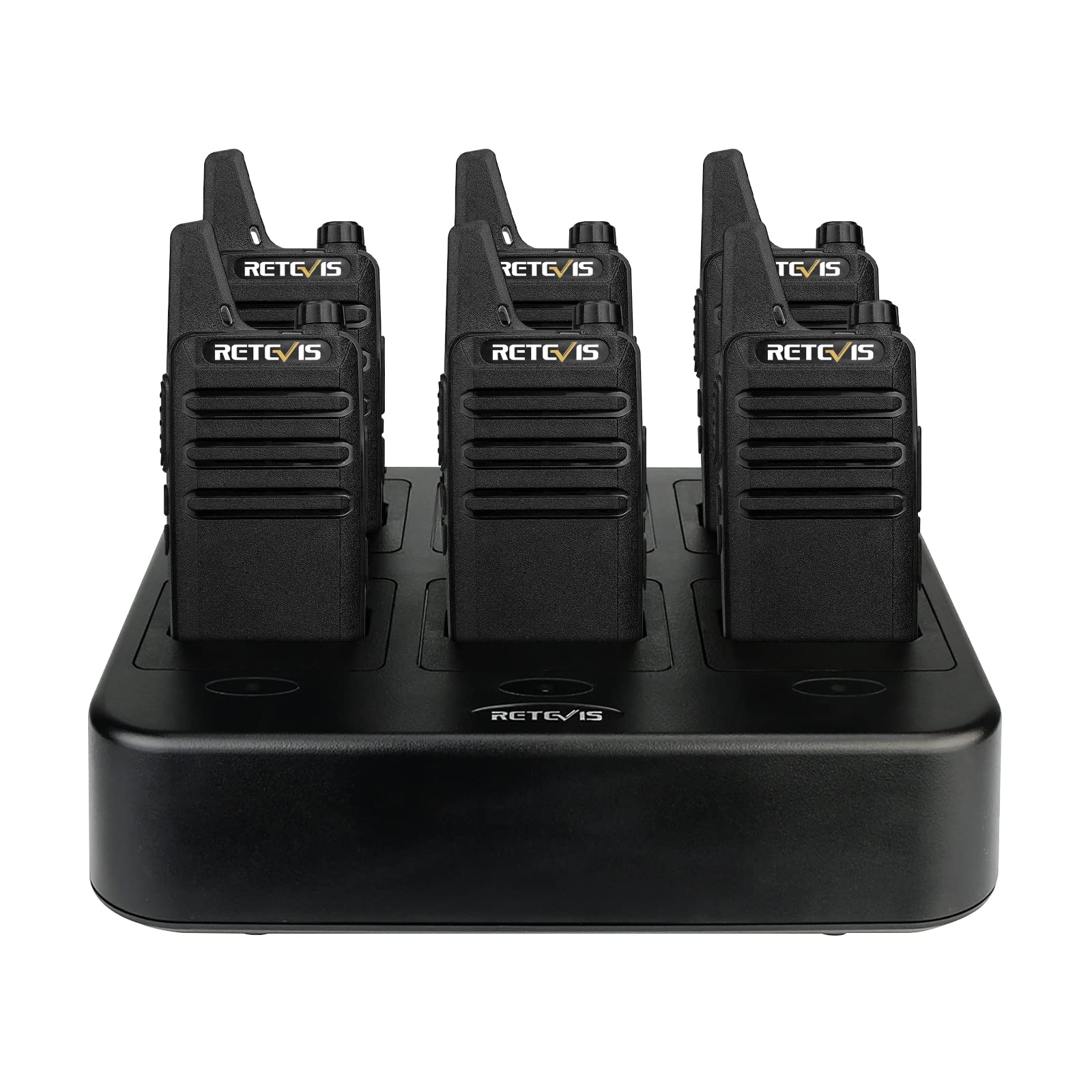 Retevis Rt22 Walkie Talkies Rechargeable Hands Free 2 Way Radios Two Way Radio(6 Pack) With 6 Way Multi Gang Charger