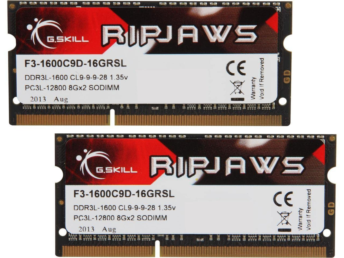 G.Skill Ripjaws Ddr3 So-Dimm Series Ddr3 Ram 16Gb (2X8Gb) 1600Mt/S Cl9-9-9-28 1.35V Unbuffered Non-Ecc Notebook/Laptop Memory So