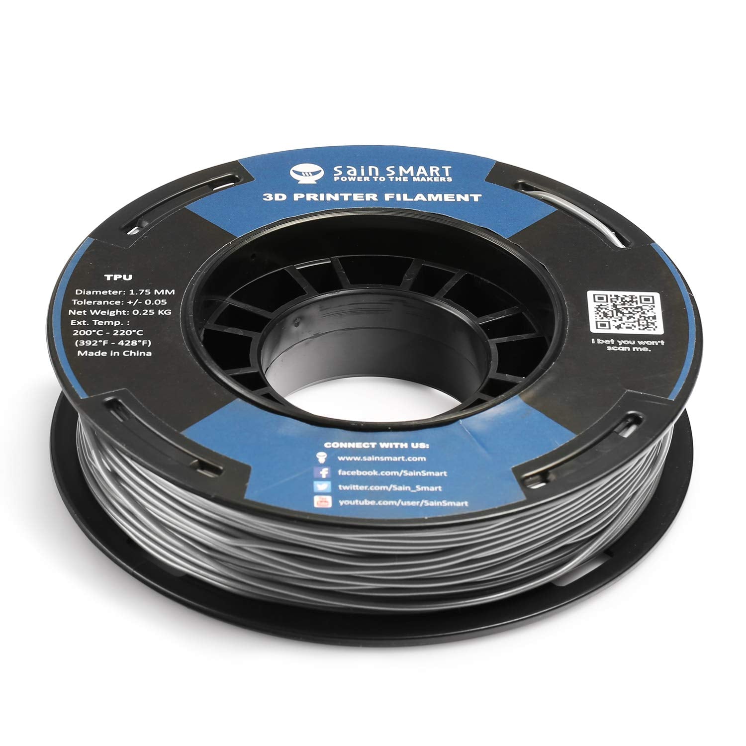 Sainsmart Tpu Filament 1.75 Silver Flexible Tpu 3D Printing Filament 1.75 Mm 250G Solid Color Dimensional Accuracy +/- 0.05 Mm