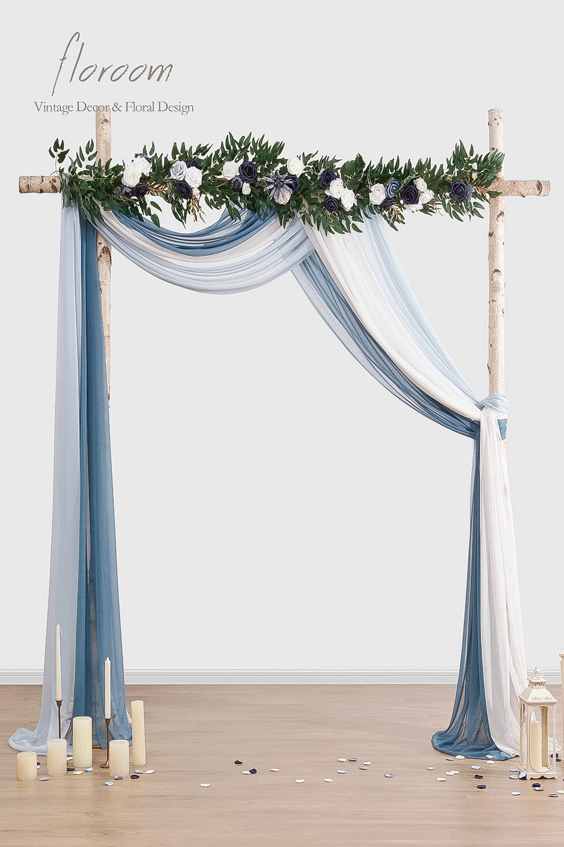 Floroom Wedding Arch Draping Fabric 3 Panels 20Ft Chiffon Fabric Drapes Arbor Drapery Wedding Ceremony Reception Swag Decoration