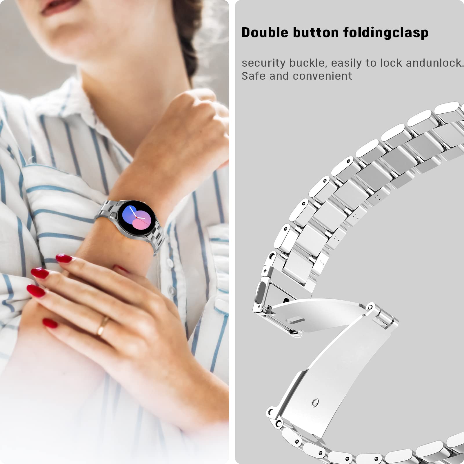 Band Compatible With Samsung Galaxy Watch 7 6 5 4 Band 40Mm 44Mm 45Mm/Watch 6 4 Classic 42Mm 46Mm 43Mm 47Mm,Metal Stainless Stee