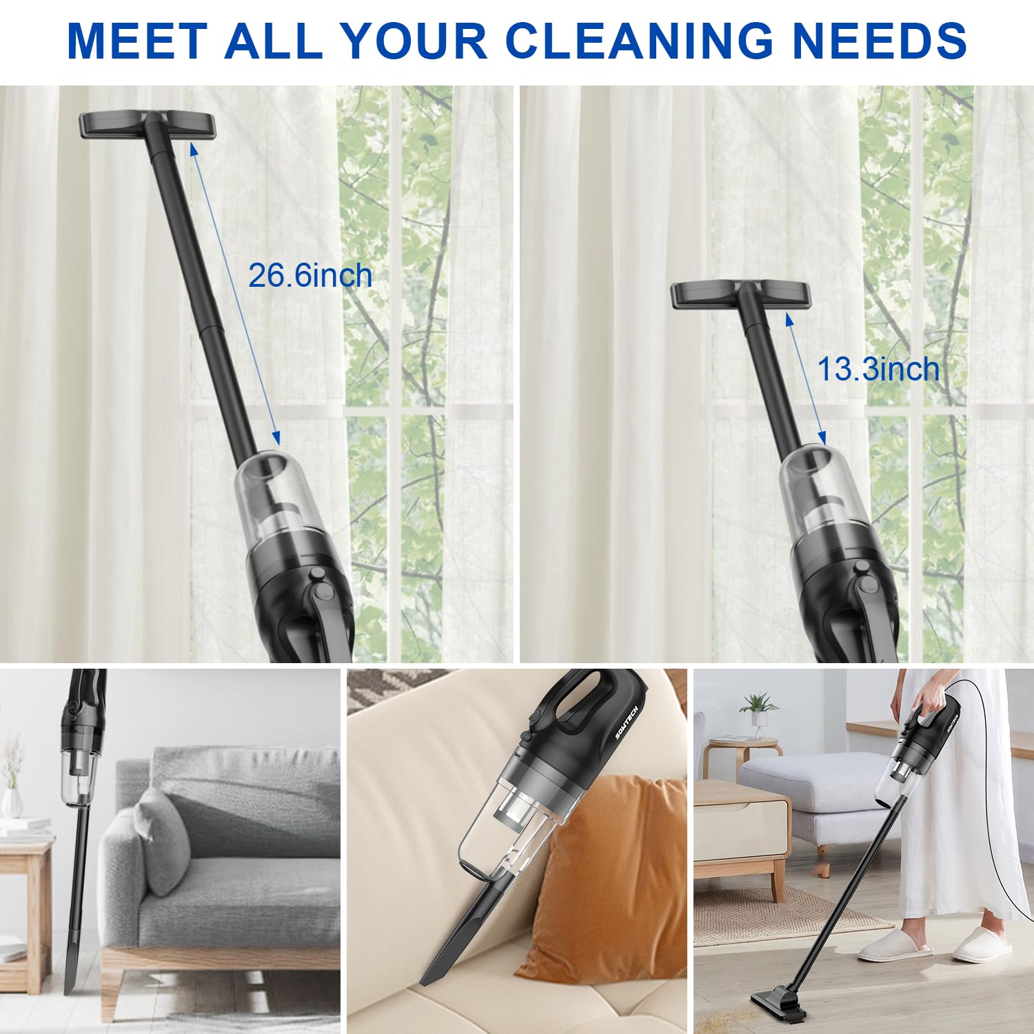 Sowtech Croded Vacuum Cleaners 20Kpa Powerful Suction Ultra Light Stick Vacuum For Hard Floor Pet Hair Vacuum