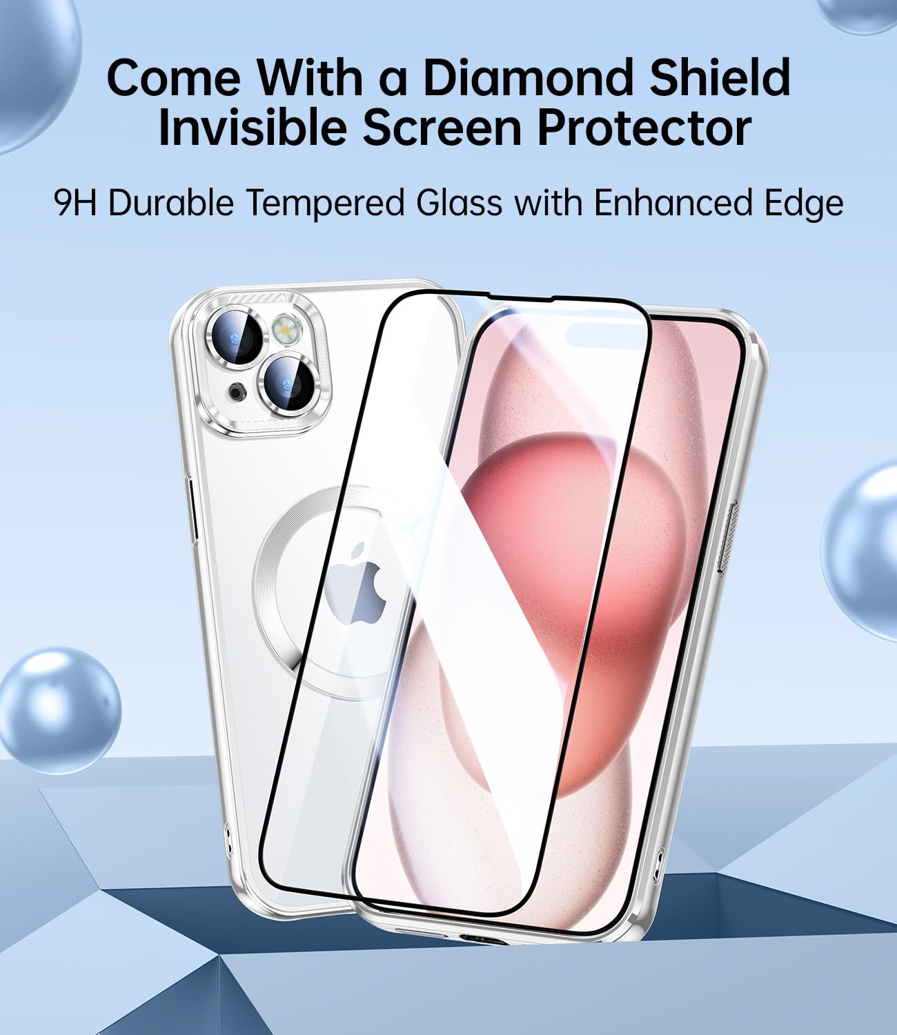 Jueshituo Magnetic Titanium Glossy For Iphone 15 Plus Case With Full Camera Protection [No.1 Strong N56 Magnets] [Military Grade