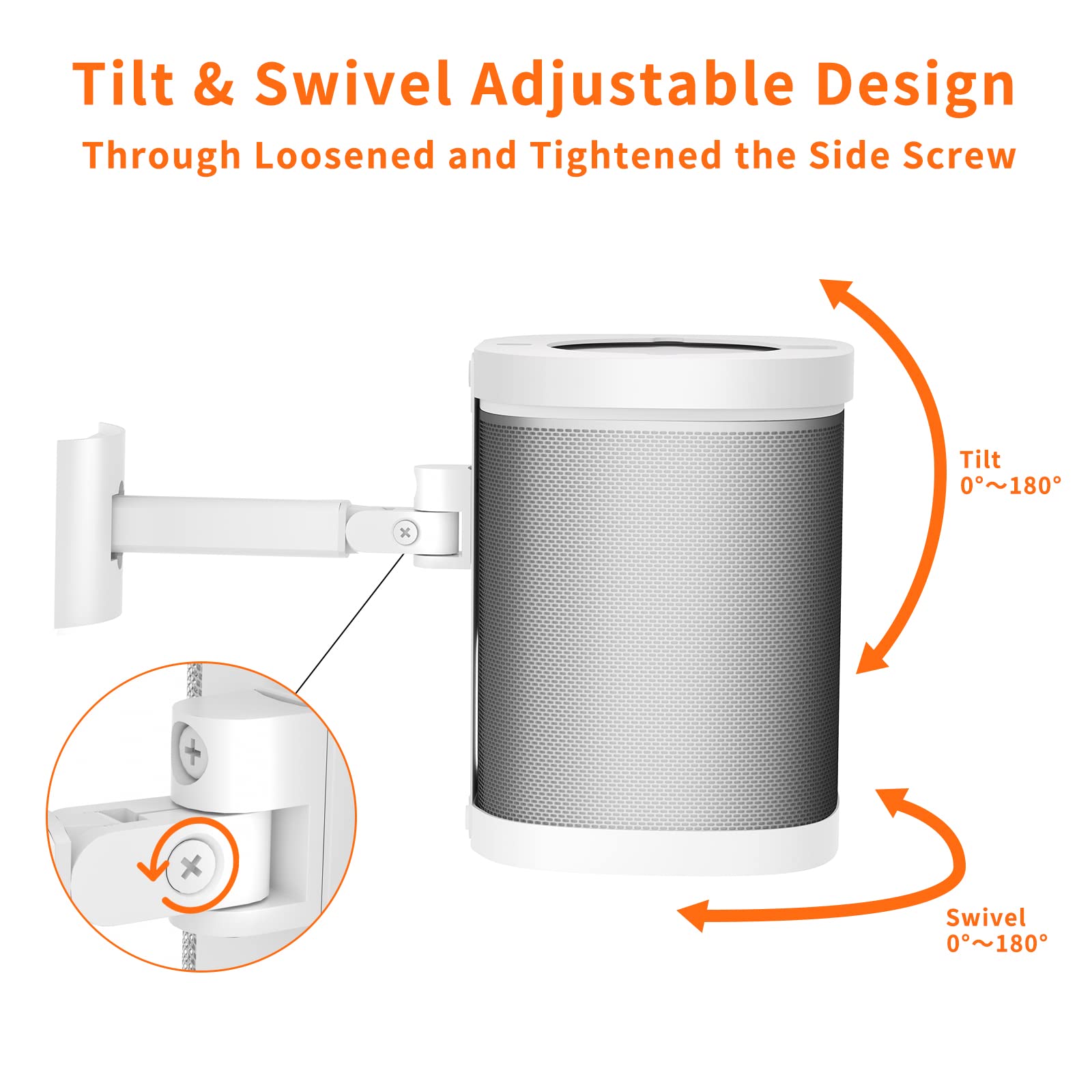 Notiela Speaker Wall Mount And Ceiling Mount For Sonos One, One Sl, Play 1   Swivel & Tilt Adjustable Mounting Brackets For Sono