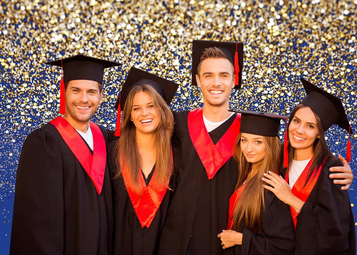 Lycgs 10X8Ft Royal Blue Glitter Backdrop Birthday Backdrop Gold Spots Bokeh Backdrop Wedding Prom Graduation Photography Backgro