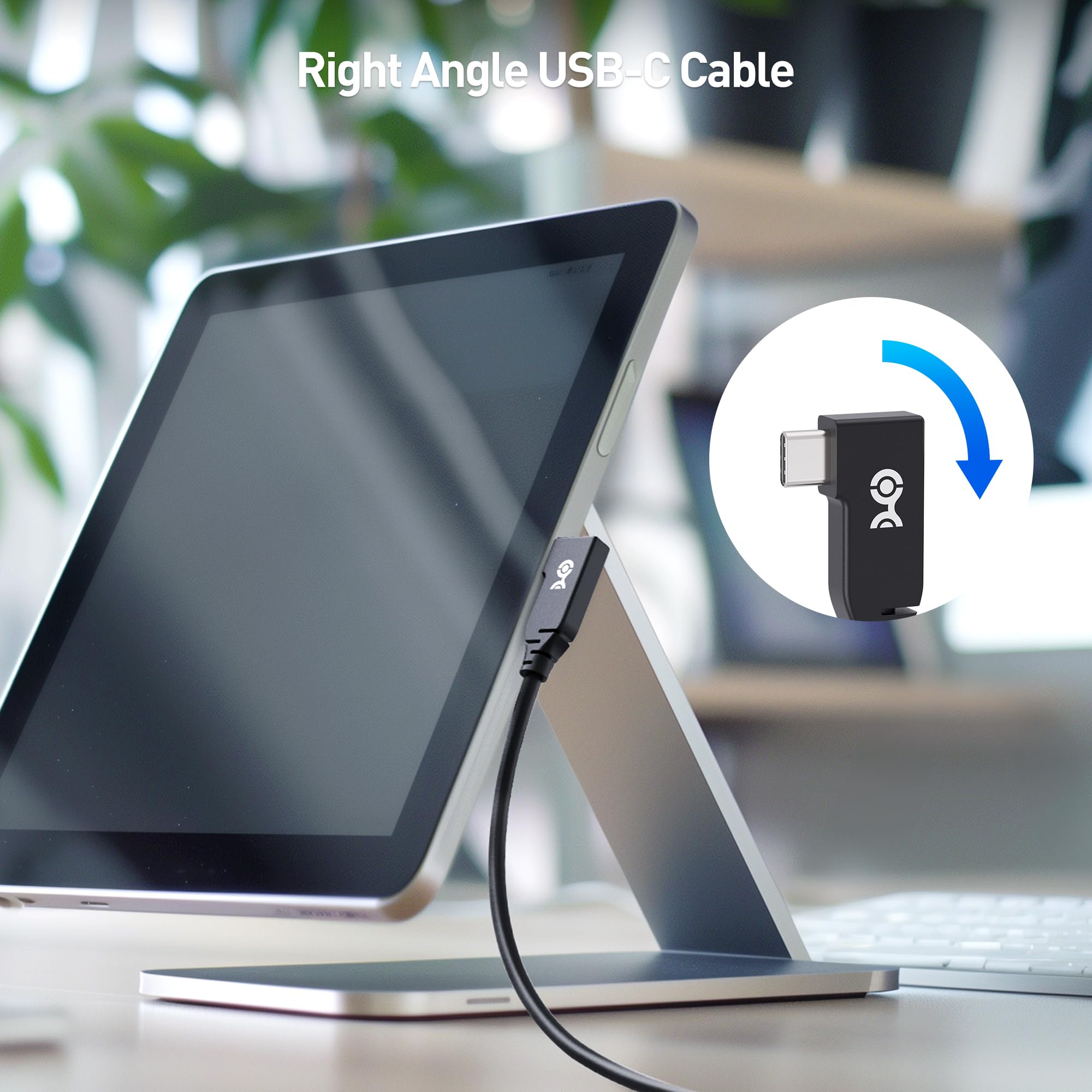 Cable Matters 40Gbps Right Angle USB 4 Cable 3.3 ft, Supports Up to [8K@60Hz / 4K@240Hz Video, 240W Charging, 40Gbps Data Transfer] USB4 Cable Right Angle, Compatible with Thunderbolt 4, MacBook, XPS