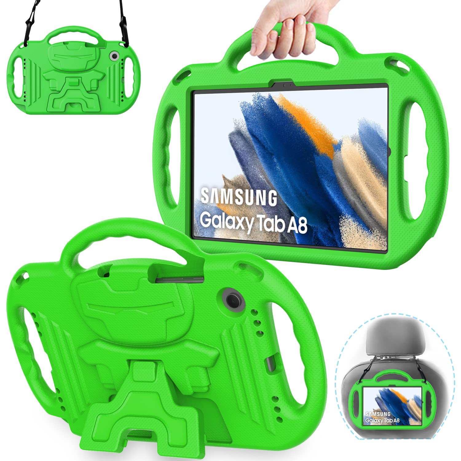 AVAWO Kids Case for Samsung Galaxy Tab A8 10.5 Case 2021 (SM-X200/X205), with Strap, Light Weight Shock Proof Handle Stand Kids 