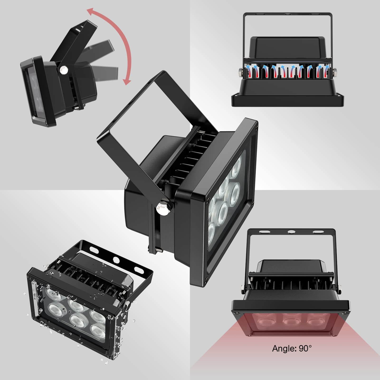 Univivi Infrared Illuminator, 850Nm 6 Leds 90 Degree Wide Angle Ir Illuminator For Night Vision, Waterproof Led Infrared Light F