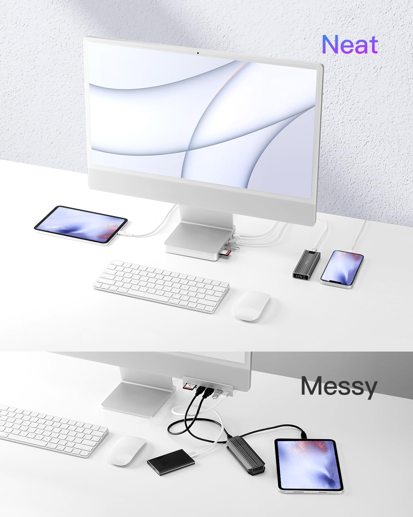 Inateck USB C Hub DK2001-S, 8-in-1 Aluminium Docking Station, Compatible with iMac 24" 2021/2023, Silver, USB 3.