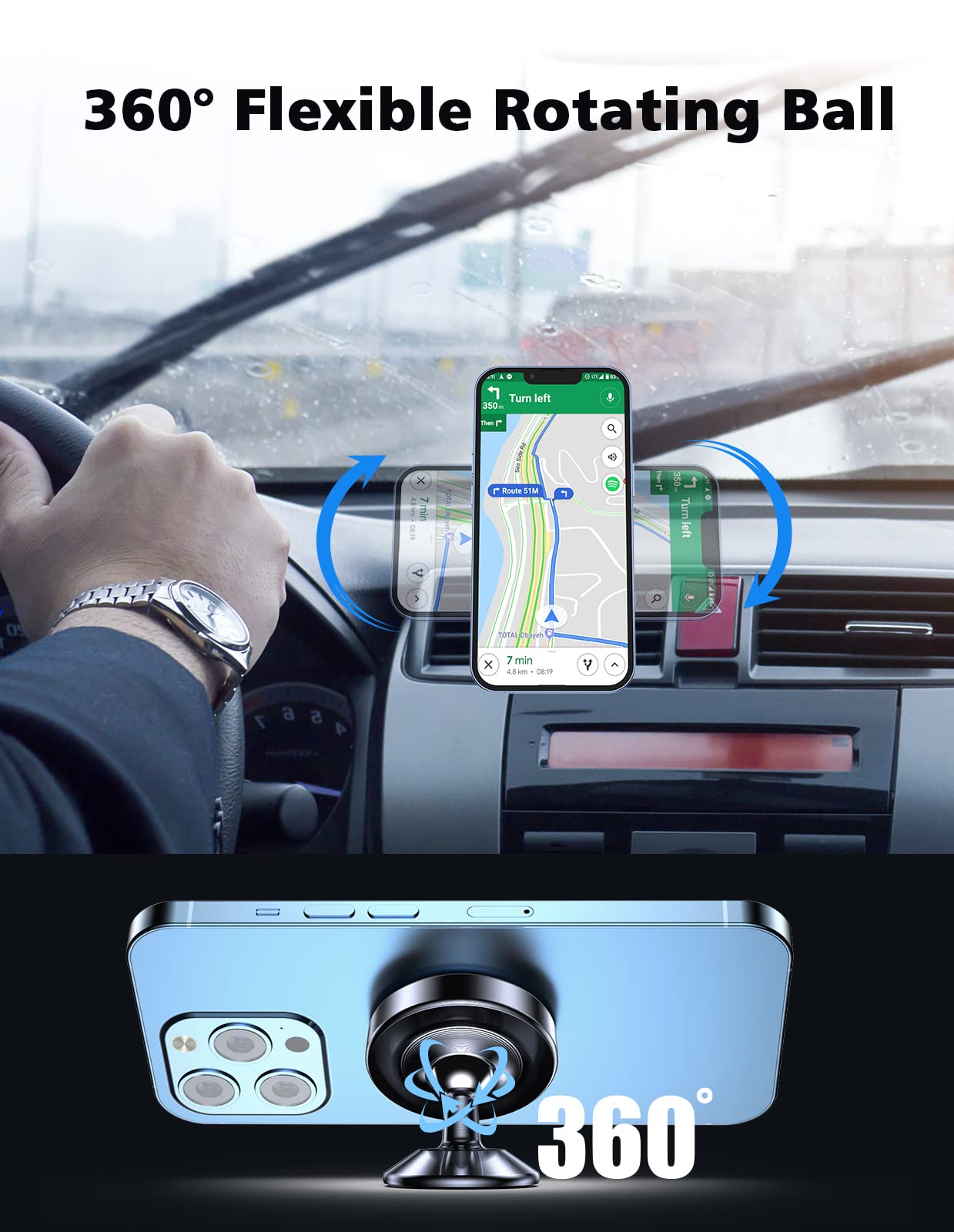 Niyevn [2 Pack Magnetic Phone Holder Car,[360Rotation] Car Mount Magnet,[4 N52 Magnets] Super Magnetic Force Is Suitable For Mos