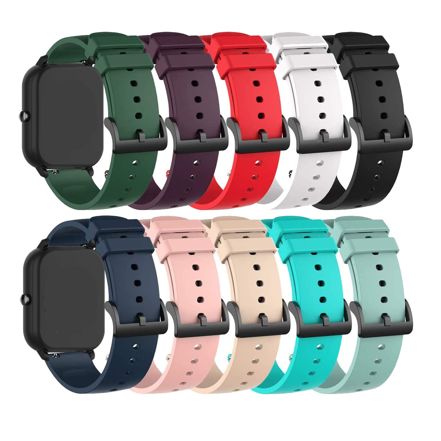 10 Pack Bands Compatible For Pubu P20Z P9A Replacement Watch Strap Accessory Colourful Silicone Bracelet Quick Release Wristband