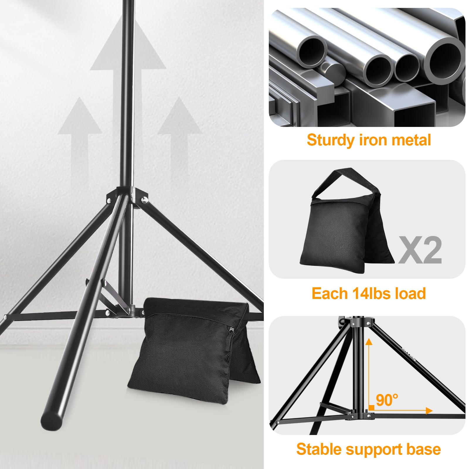 Emart Photo Backdrop Stand Kit, 9 X 10 Ft (H X W) Adjustable Photography Background Stand Support System For Video Studio Photo
