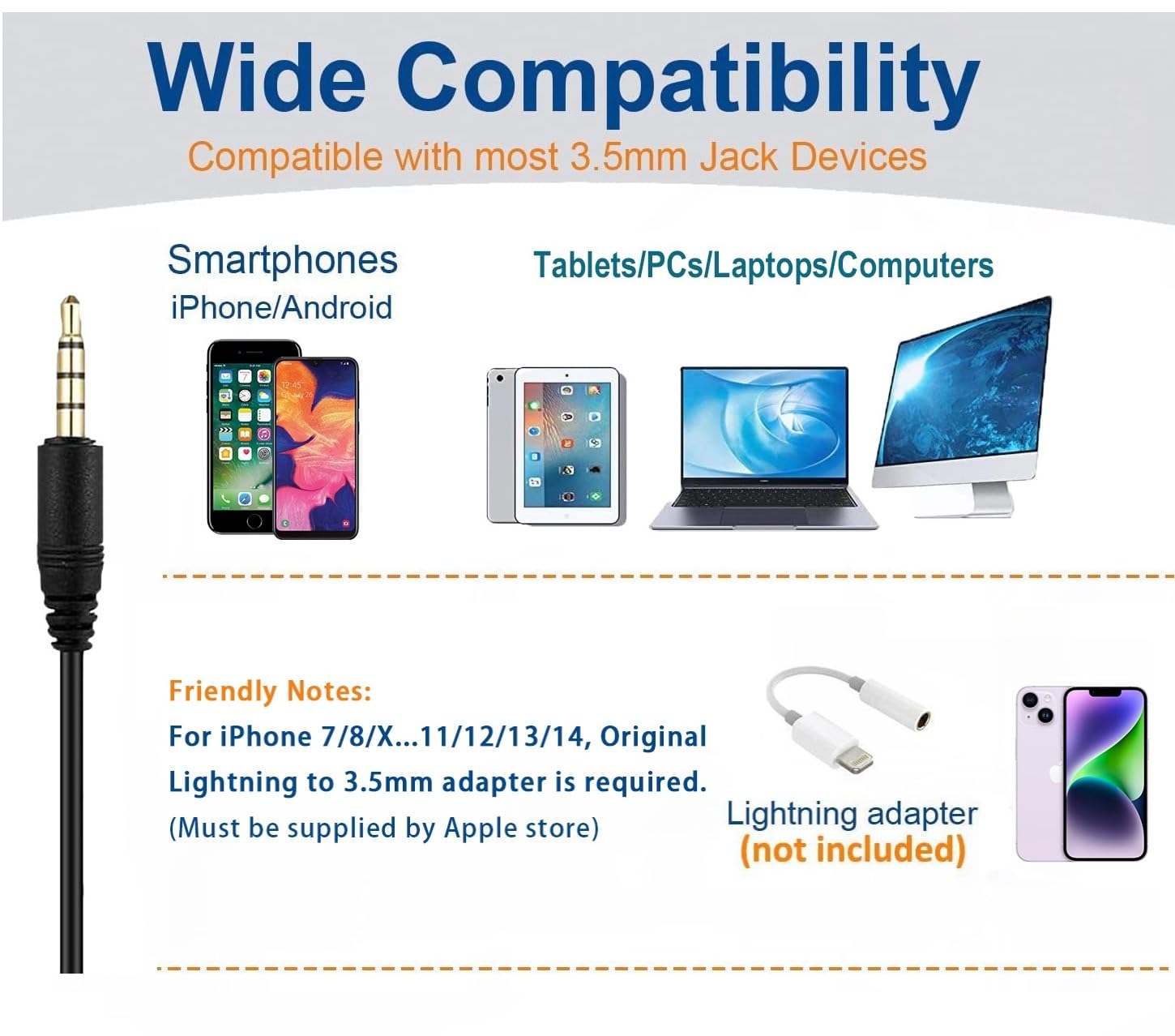 Cell Phone Headset With Microphone Noise Cancelling & In Line Control, 3.5Mm Headset For Iphone Android Pc Laptop Tablet,Computer Wired Headphone For Business Home Call Center Office Skype