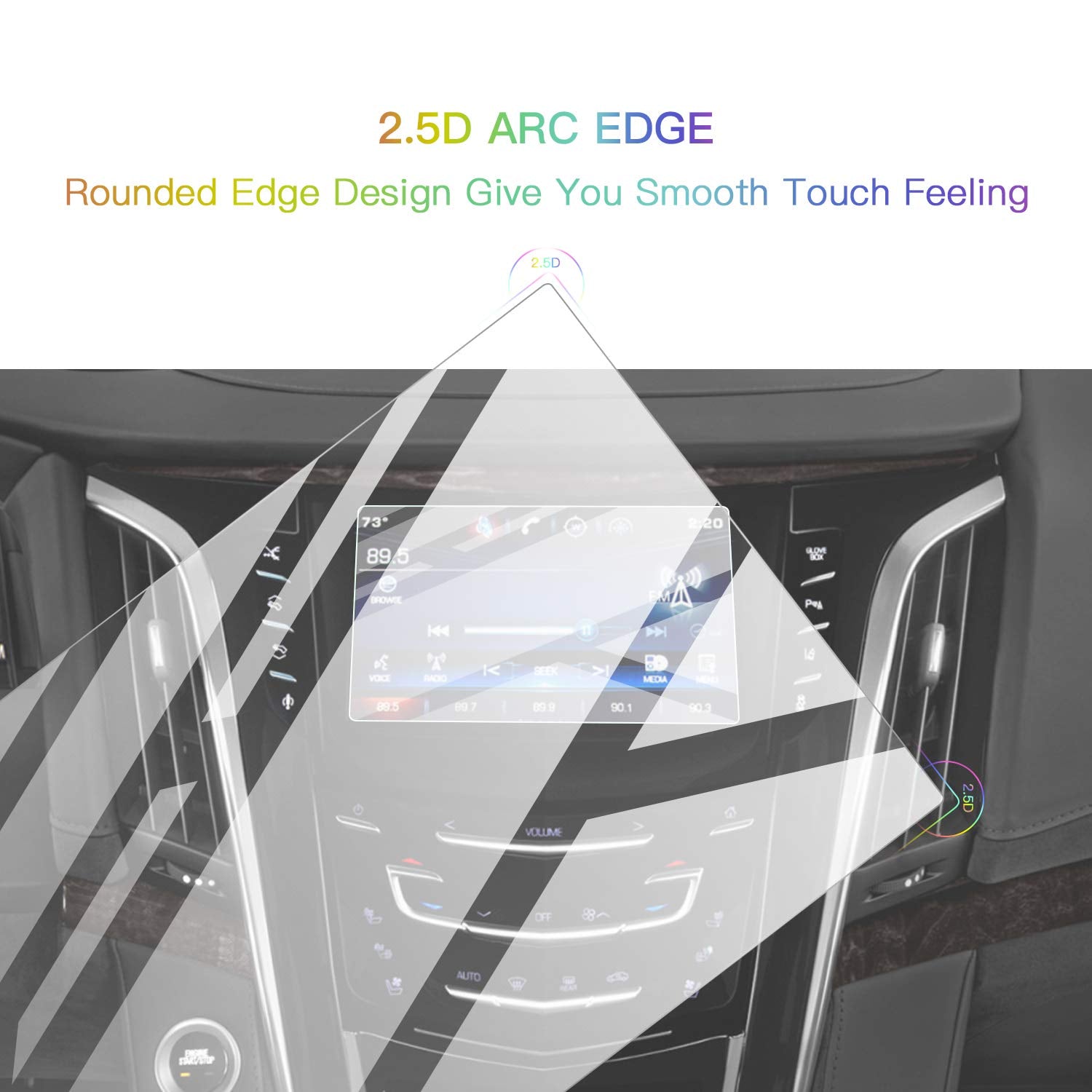 Screen Protector Foils For 2015 2020 Cadillac Escalade Cue Infotainment Interface 8In Navigation Display Tempered Glass 9H Hardness Anti Glare Hd Clear Chevrolet Lcd Gps Touch Screen Protective Film
