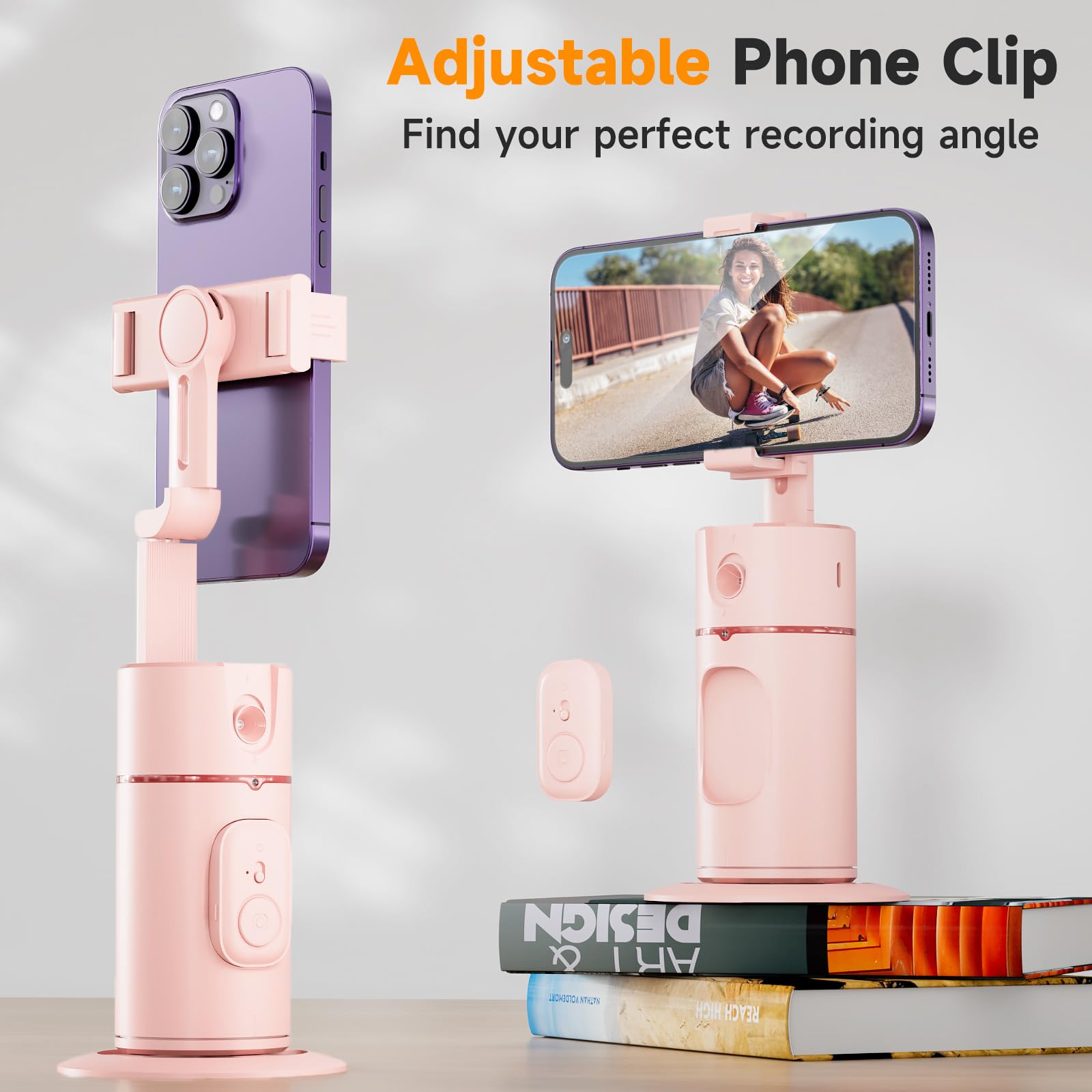 Auto Face Tracking Tripod, No App Required, 360 Rotation Auto Tracking Phone Holder With Remote, Gesture Control, Rechargeable P