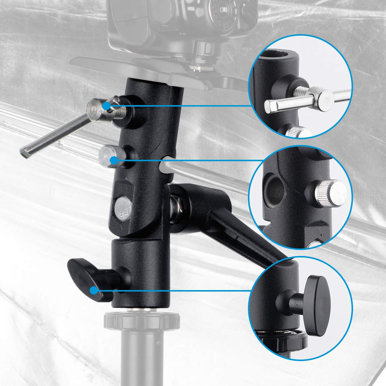 Tarion 2Pcs Flash Umbrella Adapter Bracket Mount H Shape Softbox Holder Umbrella Light Stand Swivel Bracket Mount 180� Adjustable For 1/4' 3/8' Light Stand Tripod Softbox Umbrella Flash