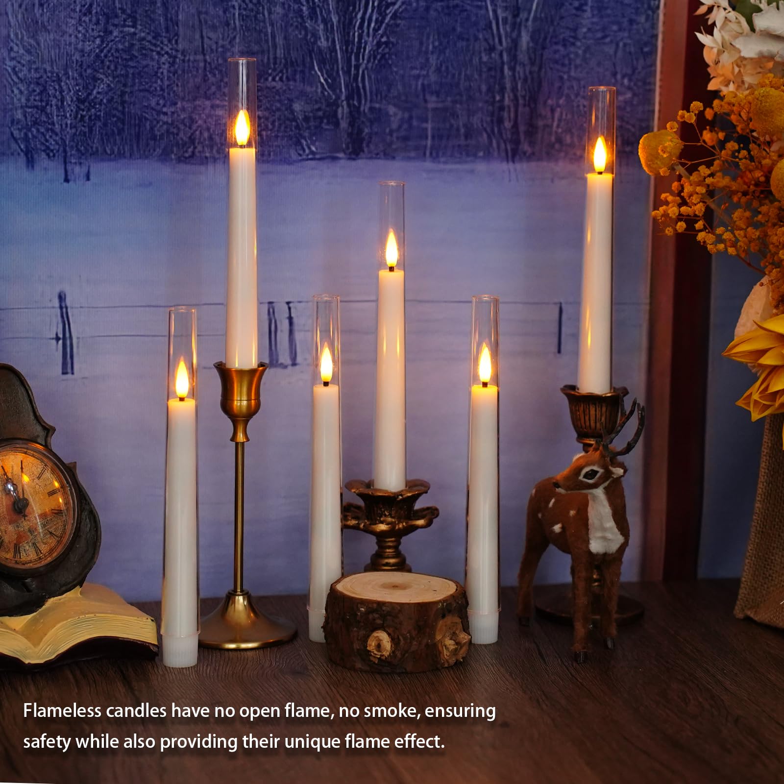 Sasigeiaa Flameless Taper Candles,With Remote And Timer Flickering Flameless Candles,6 Pack Led Candles,With Base Battery Operat