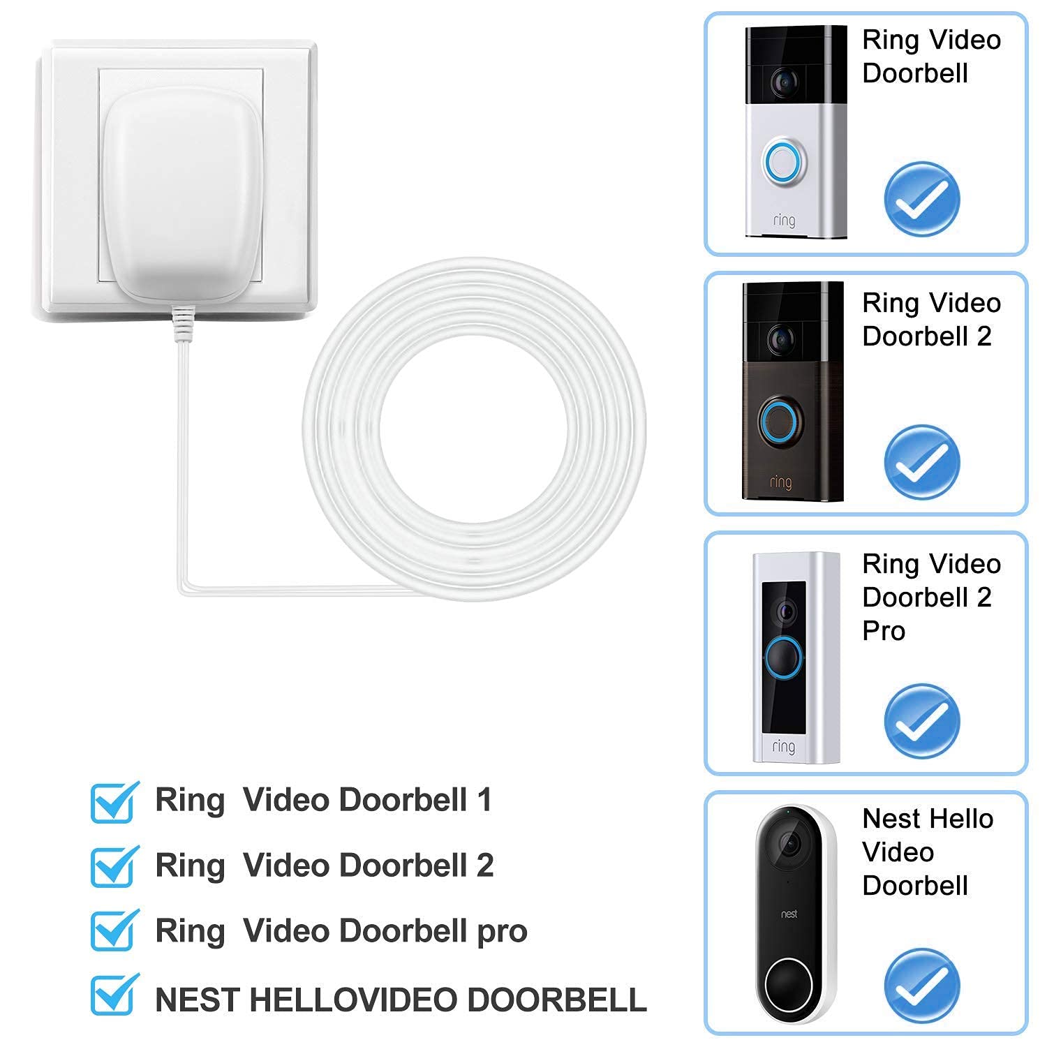 Doorbell Transformer, 18V Power Adapter For Ring Video Doorbell, Ring Video Doorbell 2,Ring Video Doorbell Pro, Nest Hello And S