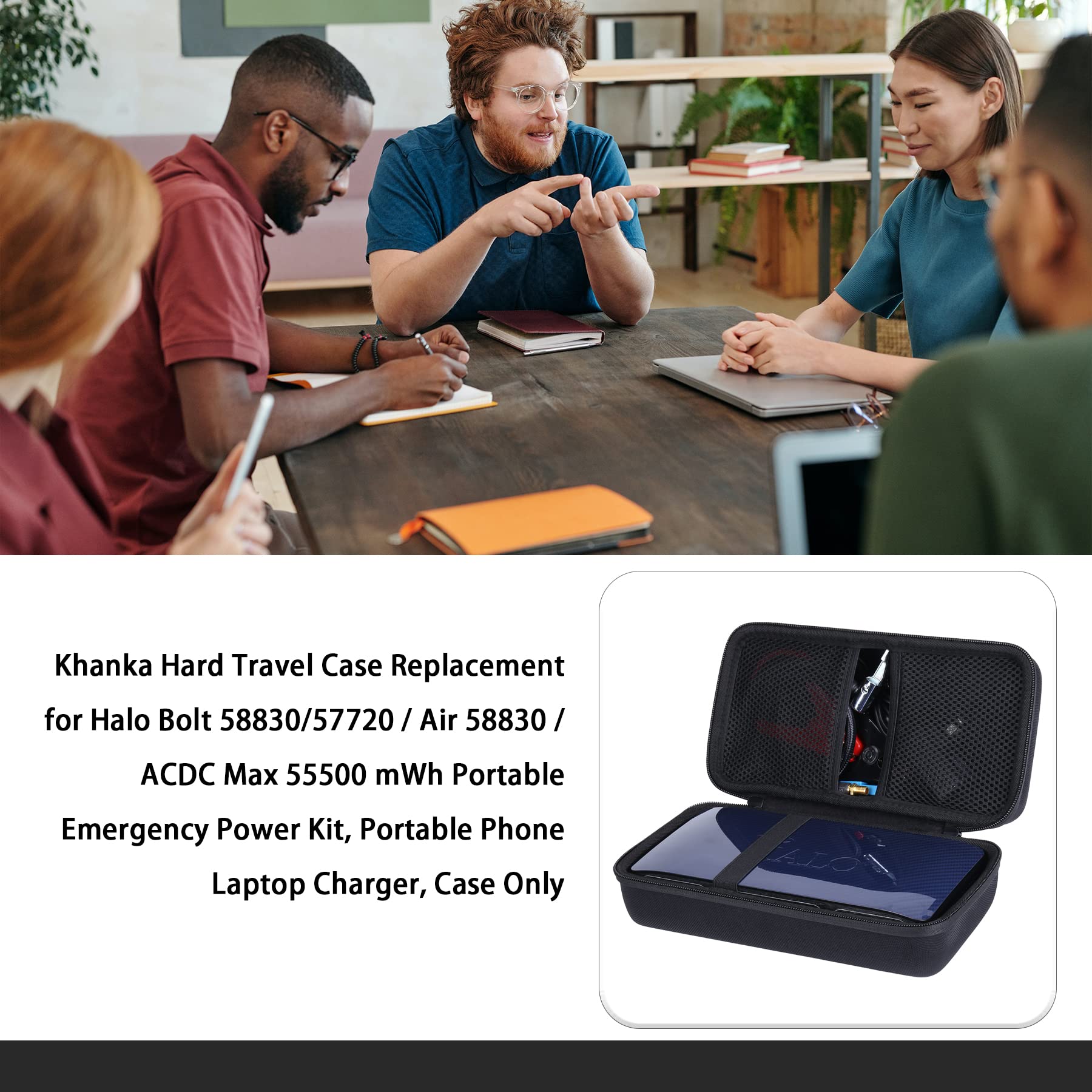 Khanka Hard Travel Case Replacement For Halo Bolt 58830/57720 / Air 58830 / Acdc Max 55500 Mwh Portable Emergency Power Kit, Por