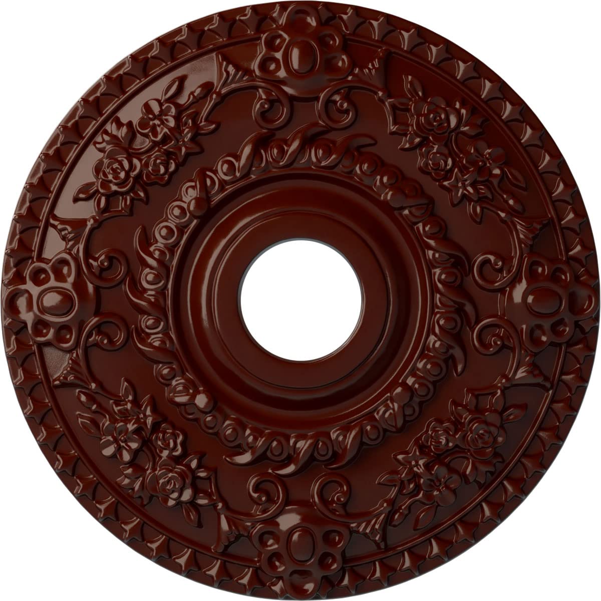 Ekena Millwork CM18ROBMF Rose Ceiling Medallion, Brushed Mahogany
