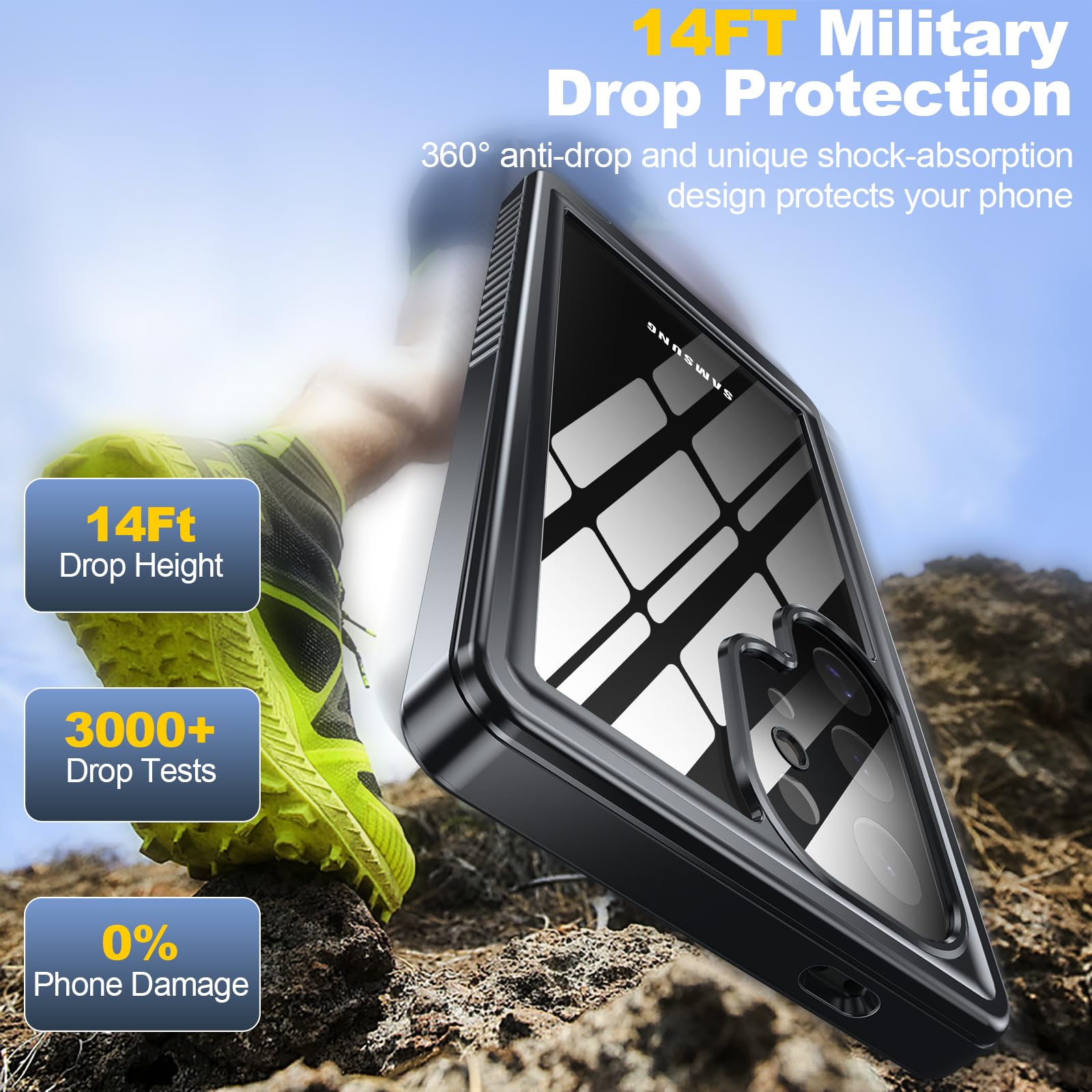 Antshare For Samsung Galaxy S24 Ultra Case Waterproof, Built In Lens & Screen Protector 360 Full Body Heavy Duty Protective Shoc