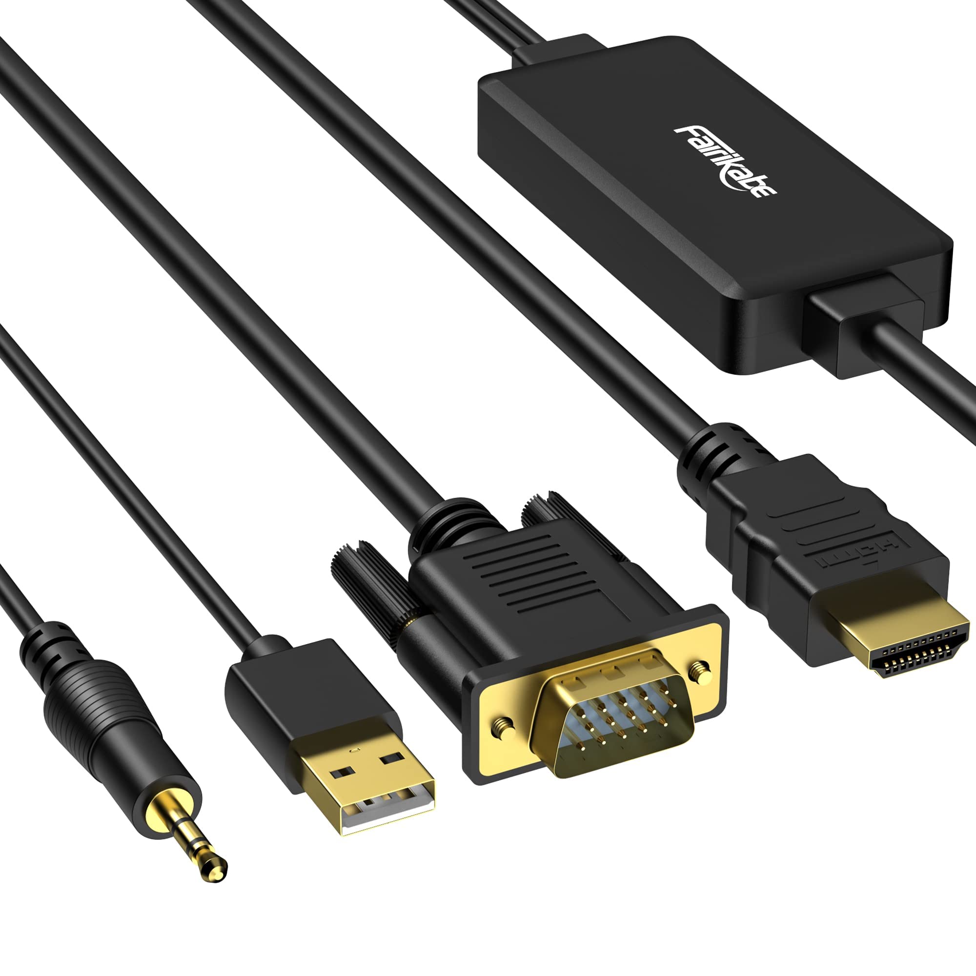 Fairikabe Vga To Hdmi Cable With Audio, 1080P Hd Vga To Hdmi Adapter Cable 6 Feet, Vga Male To Hdmi Male Cord For Vga Computer/L