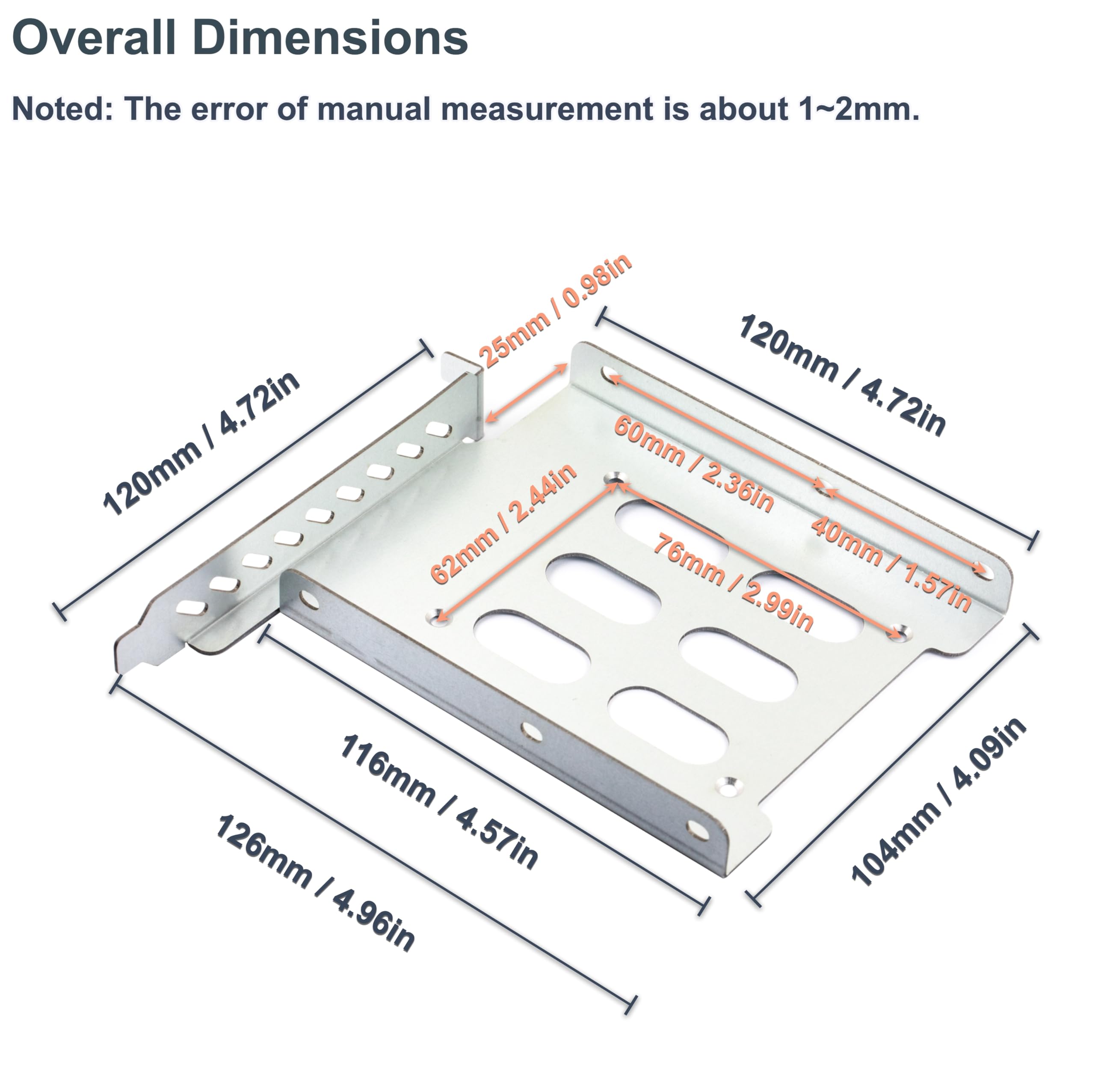 2Pcs 2.5  To 3.5  Hard Drive Tray Holder For Pci Ssd Hdd Metal Mounting Bracket Adapter