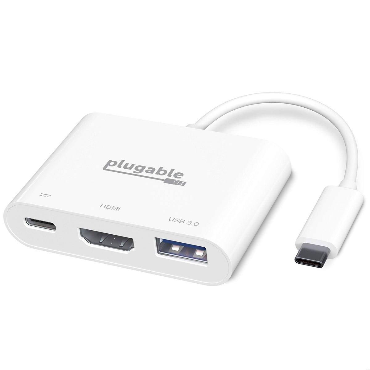 Plugable Usb C To Hdmi Multiport Adapter, Driverless 3 In 1 Hub With 4K Hdmi Output, Usb 3.0 And Usb C Charging Port, Compatible