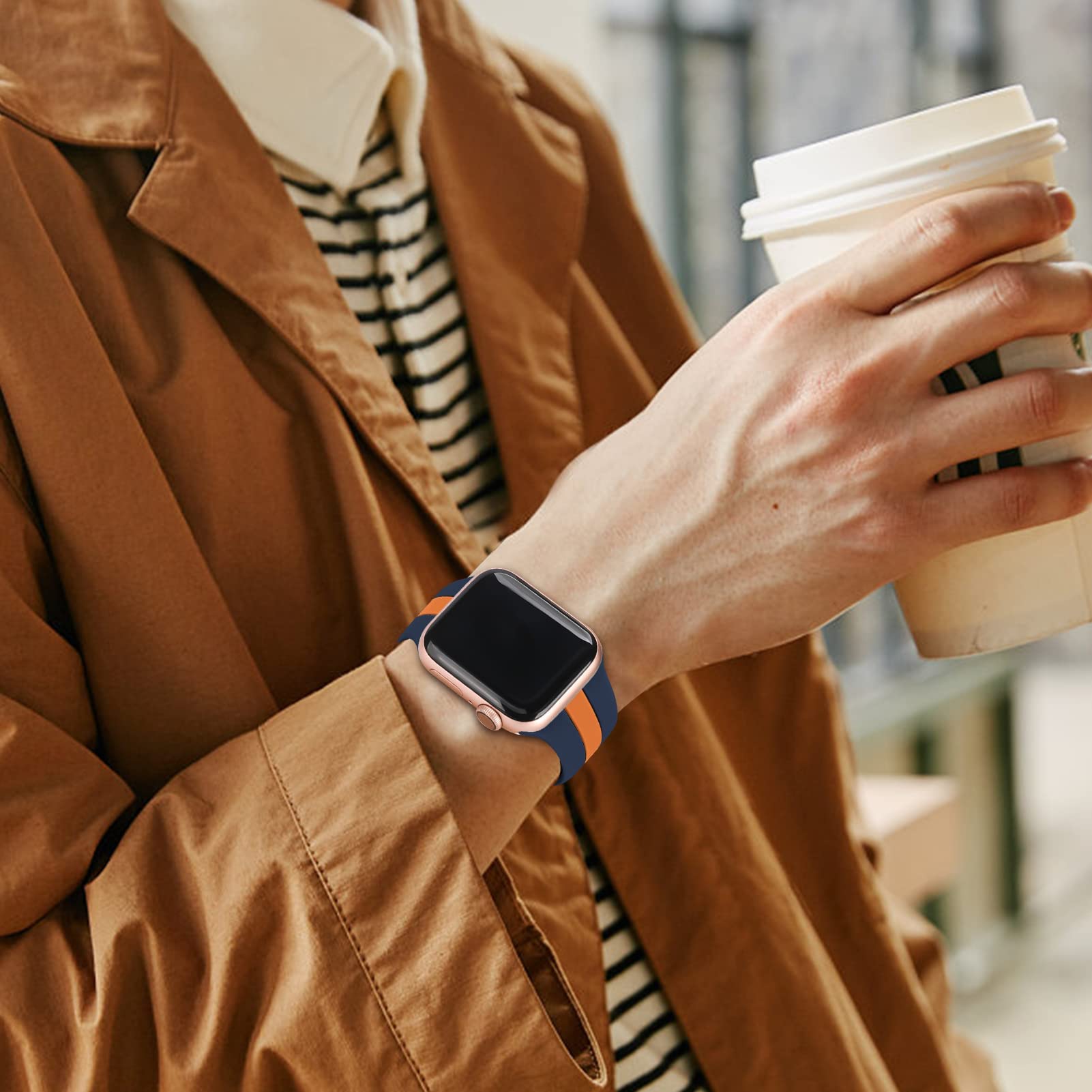 Designer Sport Band Compatible With Apple Watch Iwatch Bands 38Mm 40Mm 41Mm 42Mm 44Mm 45Mm 46Mm 49Mm Men Women,Soft Silicone Str