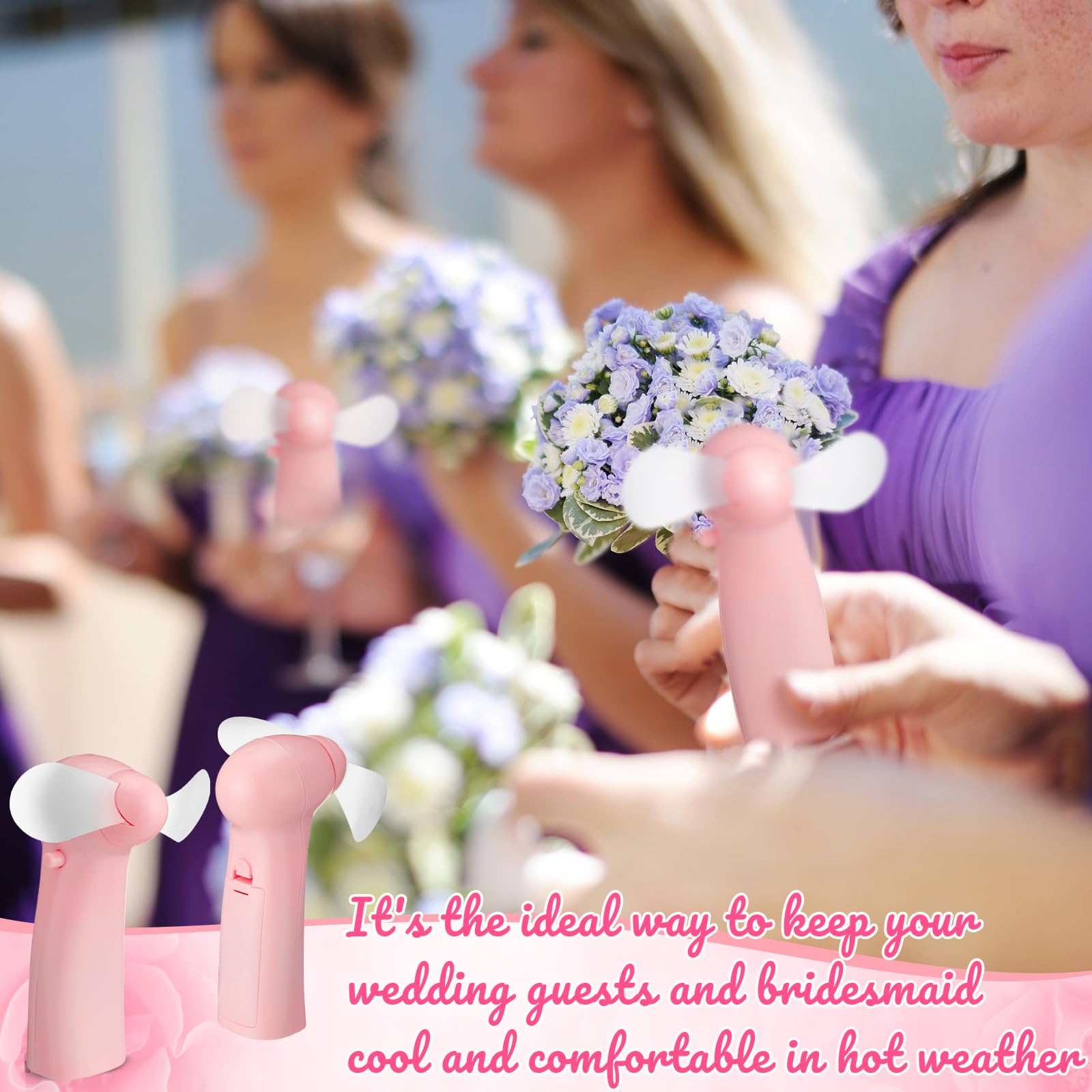 Rossesay 24 Pcs Mini Portable Fan Bulk Powerful Handheld Fan Electric Personal Battery Hand Fan For Indoor Outdoor Wedding Favor