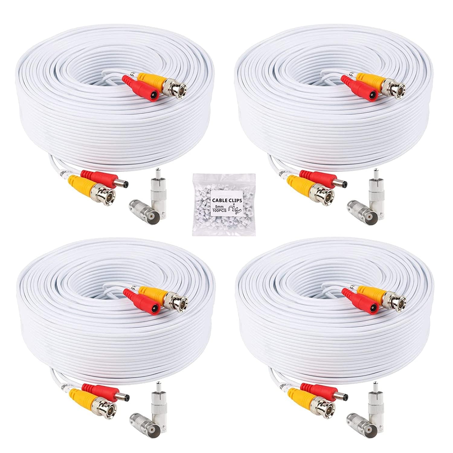 Anlink 4 Pack 100Ft/30M All In One Video Power Cables, Bnc Extension Surveillance Camera Wires For Cctv Security Dvr System Inst