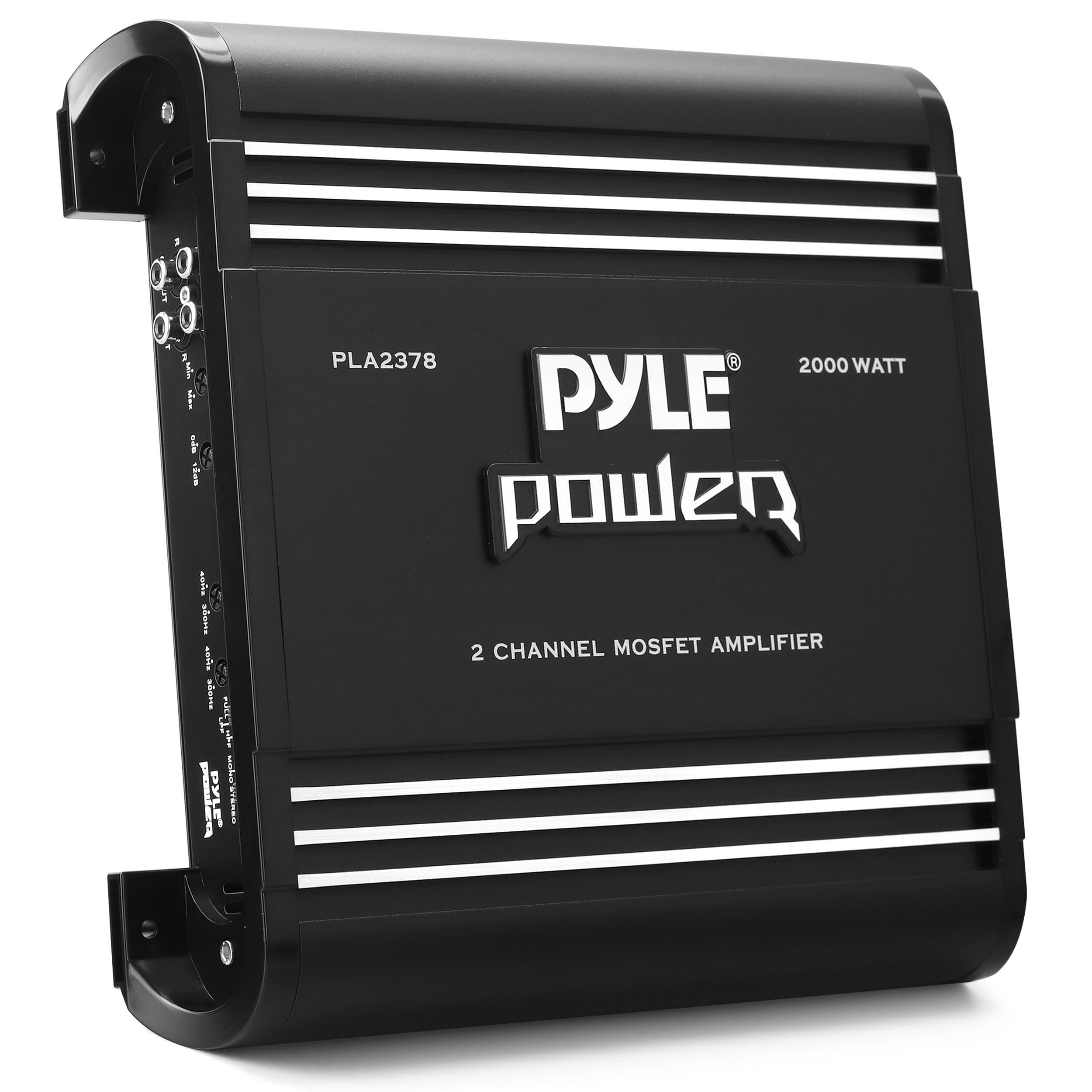 Pyle 2 Channel Car Stereo Amplifier   2000W High Power Dual Channel Bridgeable Audio Sound Auto Small Speaker Amp Box W/ Mosfet,