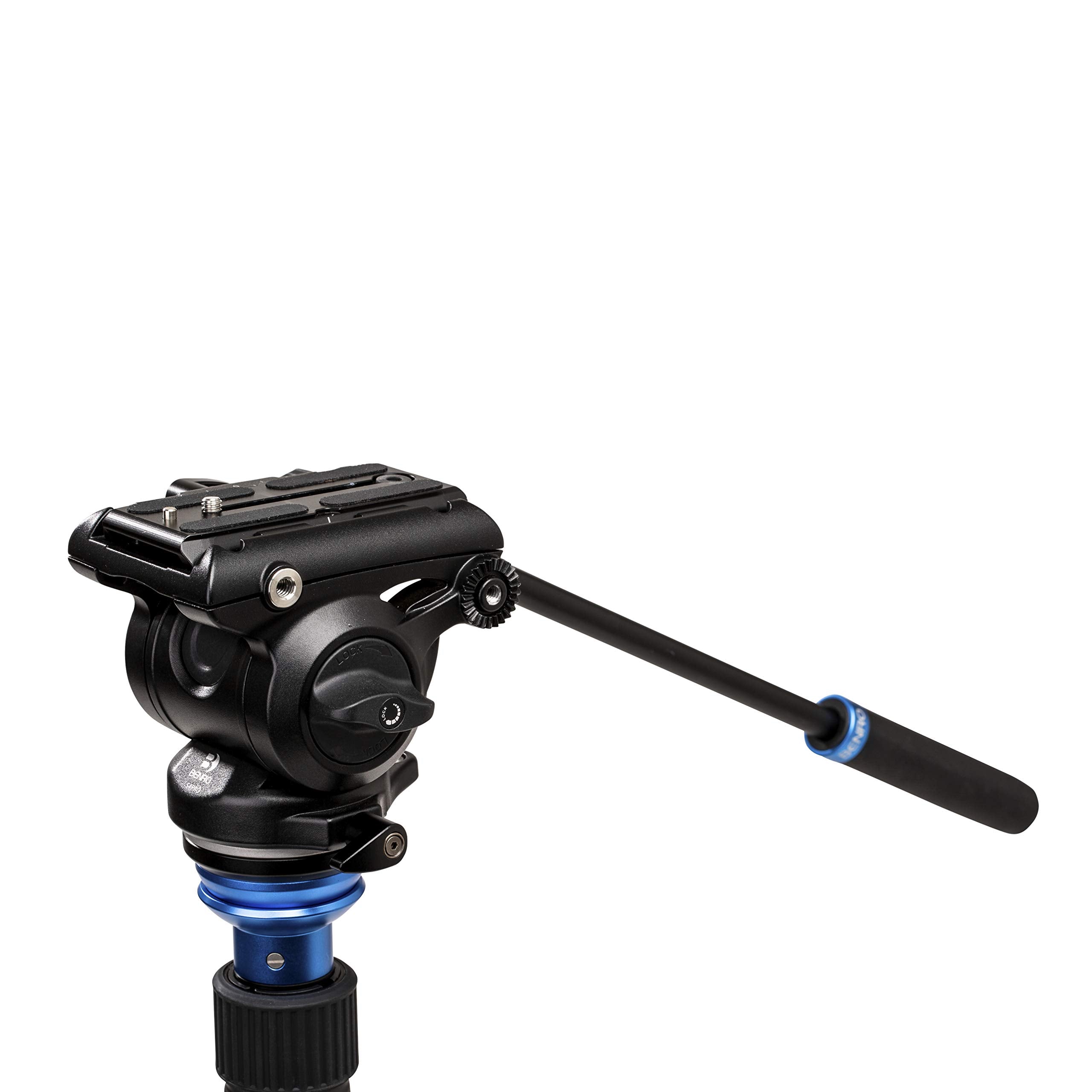 Benro S4 PRO Flat Base Fluid Video Head, 8.8 lb Max, 2 Step Counterbalance (1&2), 1/4-20 Accessory Mounts, 3/8-16 Head Mount, w/