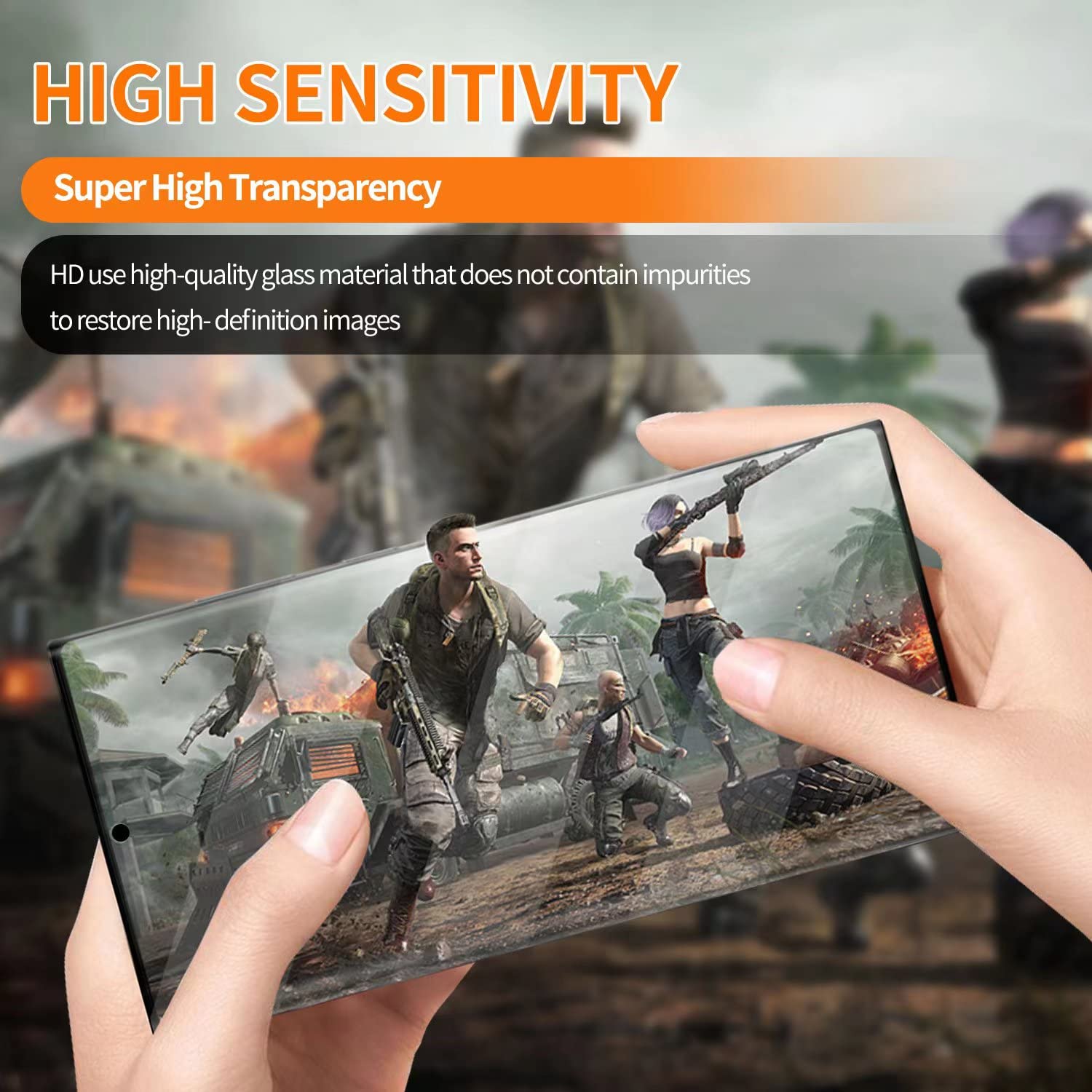 [2+2 Pack] Galaxy S22 Ultra Screen Protector, Tempered Glass, Ultrasonic Fingerprint Support, 3D Curved, Hd Clear Scratch Resist