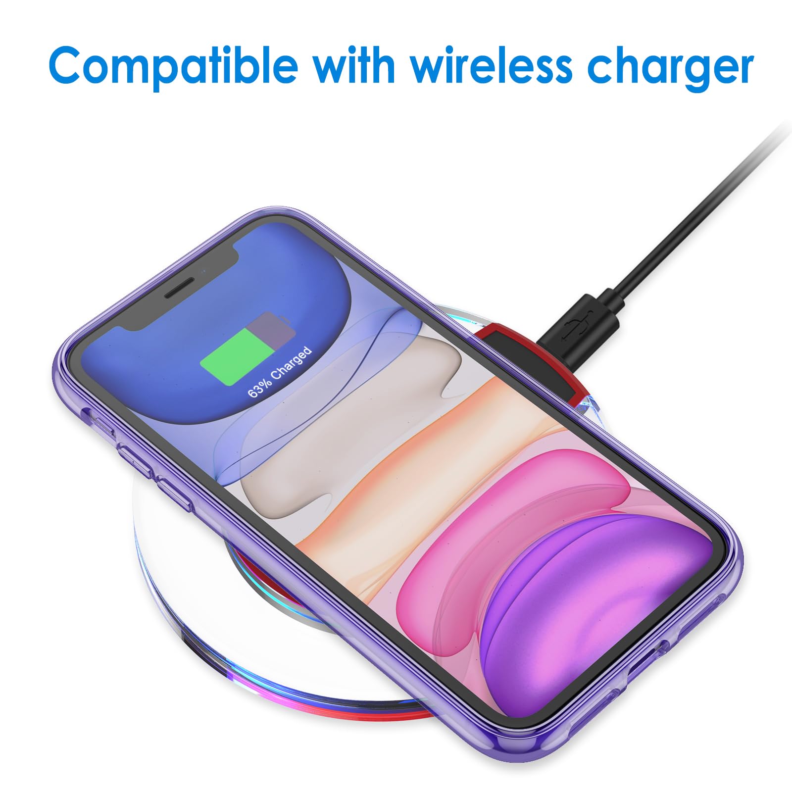 Jetech Case For Iphone 11 6.1 Inch, Non Yellowing Shockproof Phone Bumper Cover, Anti Scratch Clear Back (Deep Purple)