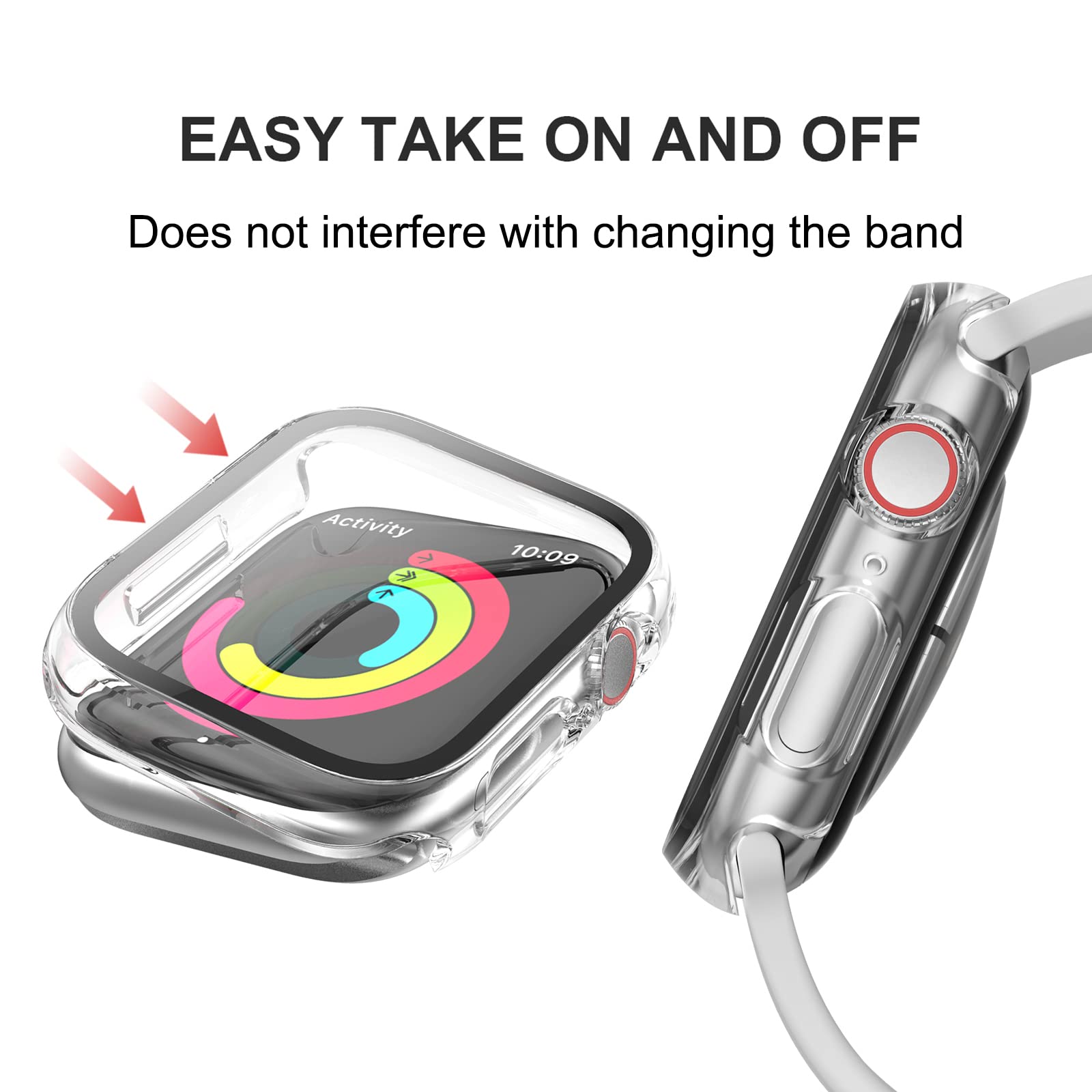 Hasdon [12 Pack] Case Compatible With Apple Watch Series 9 8 7 45Mm With Tempered Glass Screen Protector, Full Coverage Bumper H