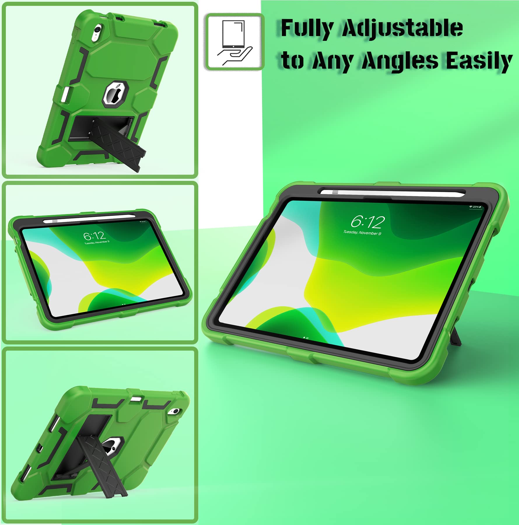 Ccmao For Ipad 10Th Generation Case 10.9 Inch 2022, Ipad 10 Case With Kickstand & Pencil Holder, Heavy Duty Shockproof Hybrid Th